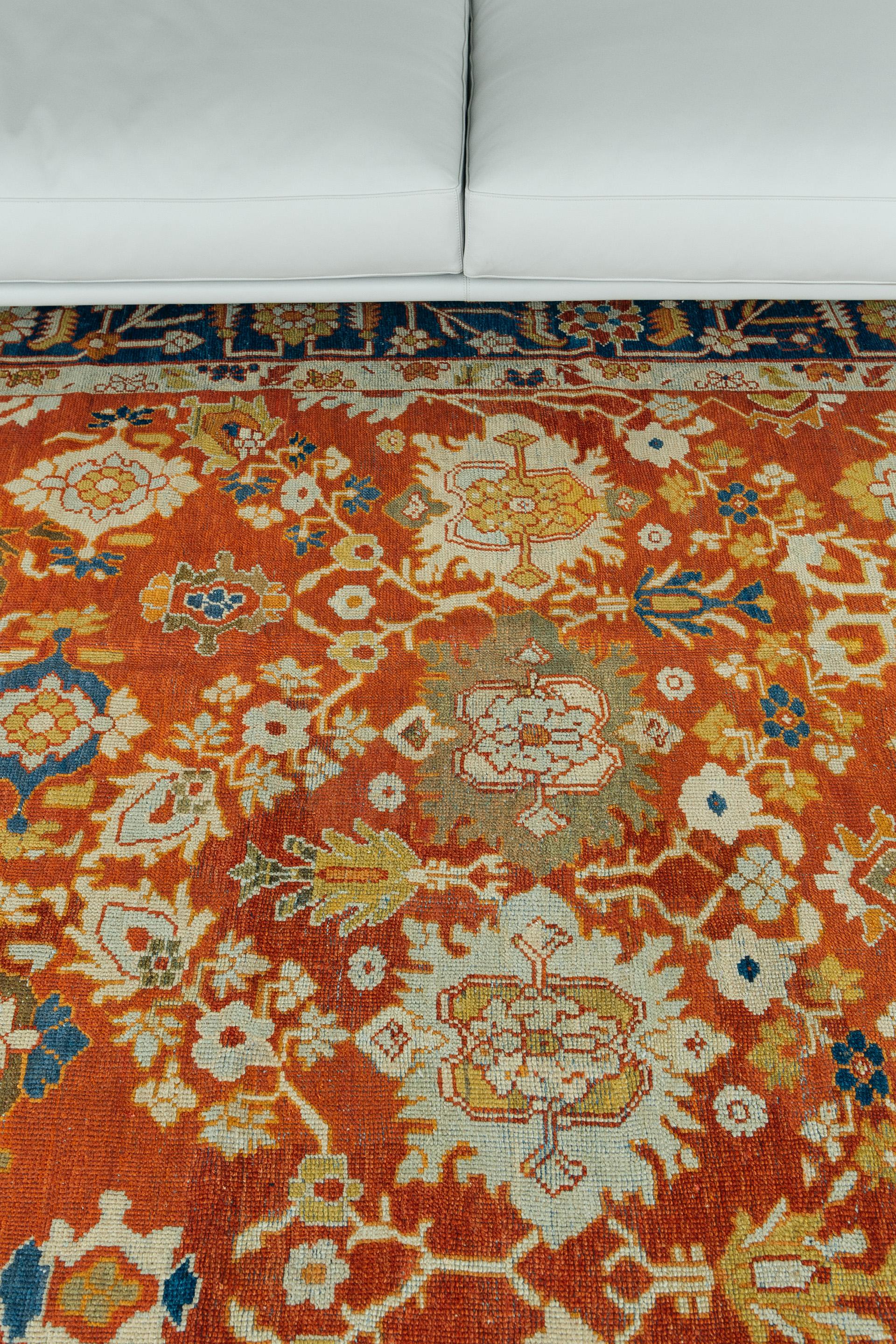 Wool Antique Persian Mahal Sultanabad Rug For Sale