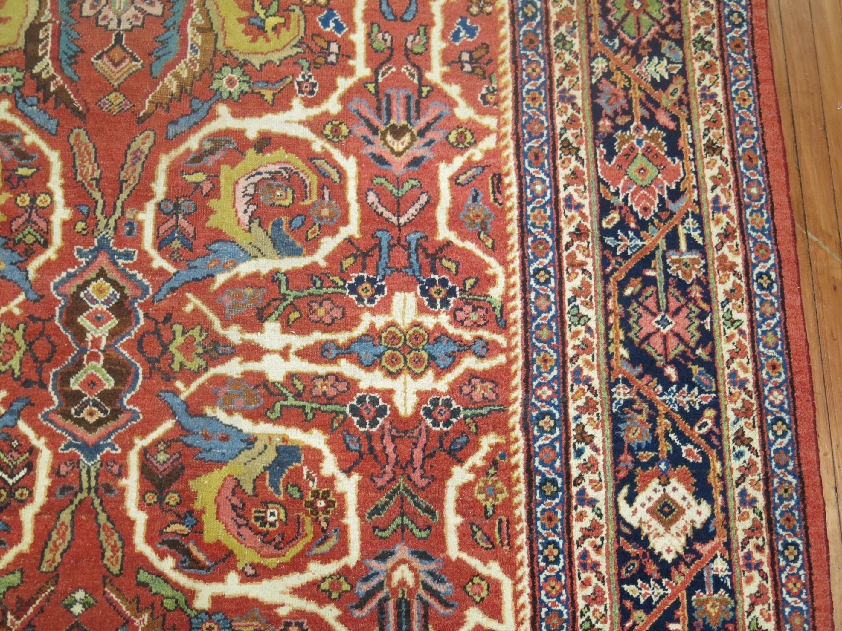 Wool  Antique Persian Mahal Sultanabad Rug For Sale