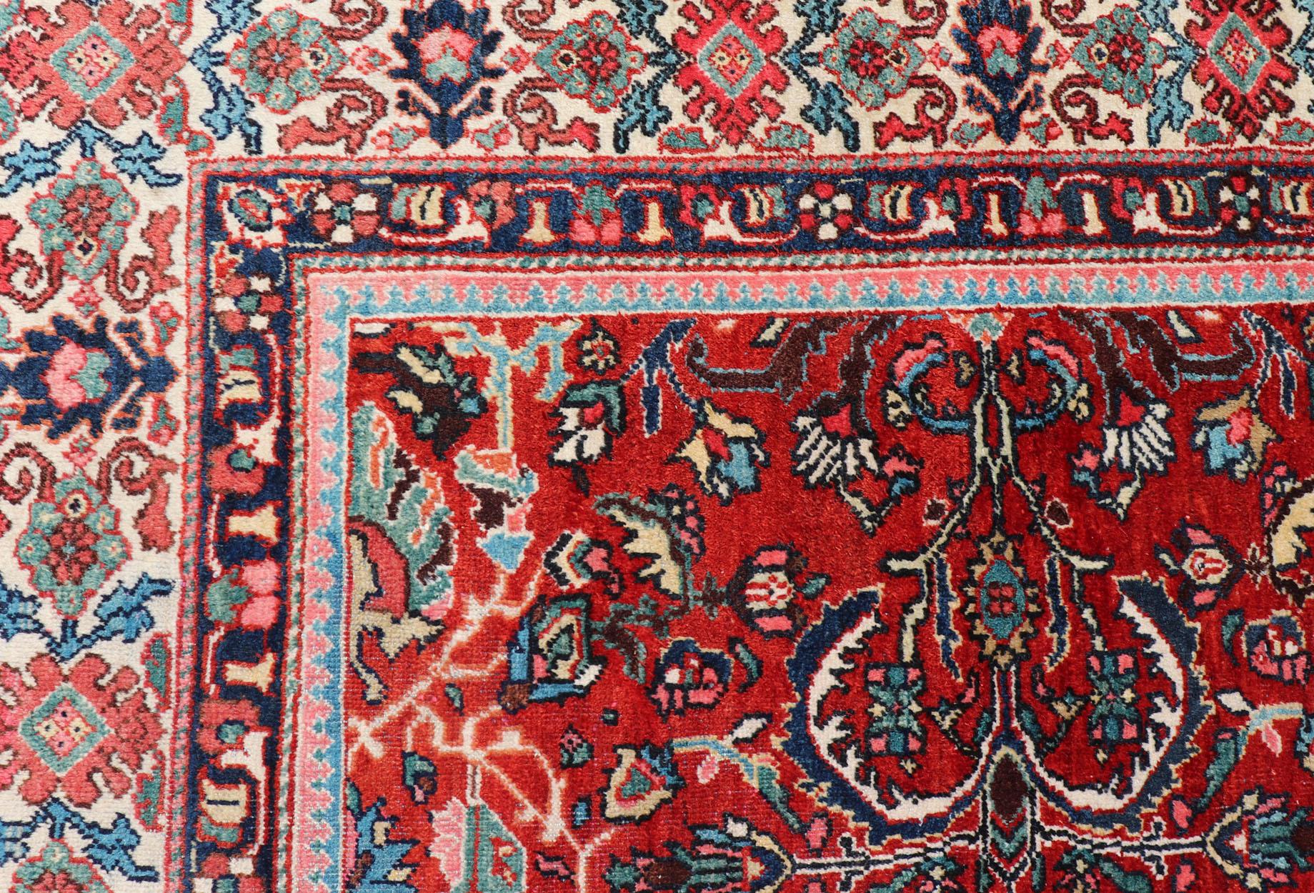  Antique Persian Mahal-Sultanabad Rug with All-Over Geometric Design For Sale 6