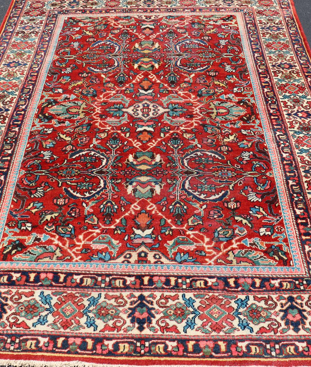 Antique Persian Mahal-Sultanabad Rug with All-Over Geometric Design For Sale 7