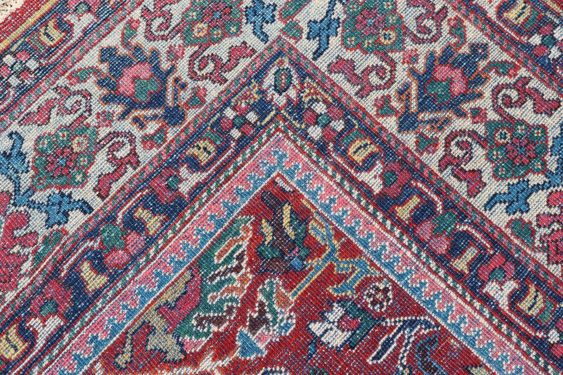  Antique Persian Mahal-Sultanabad Rug with All-Over Geometric Design For Sale 9