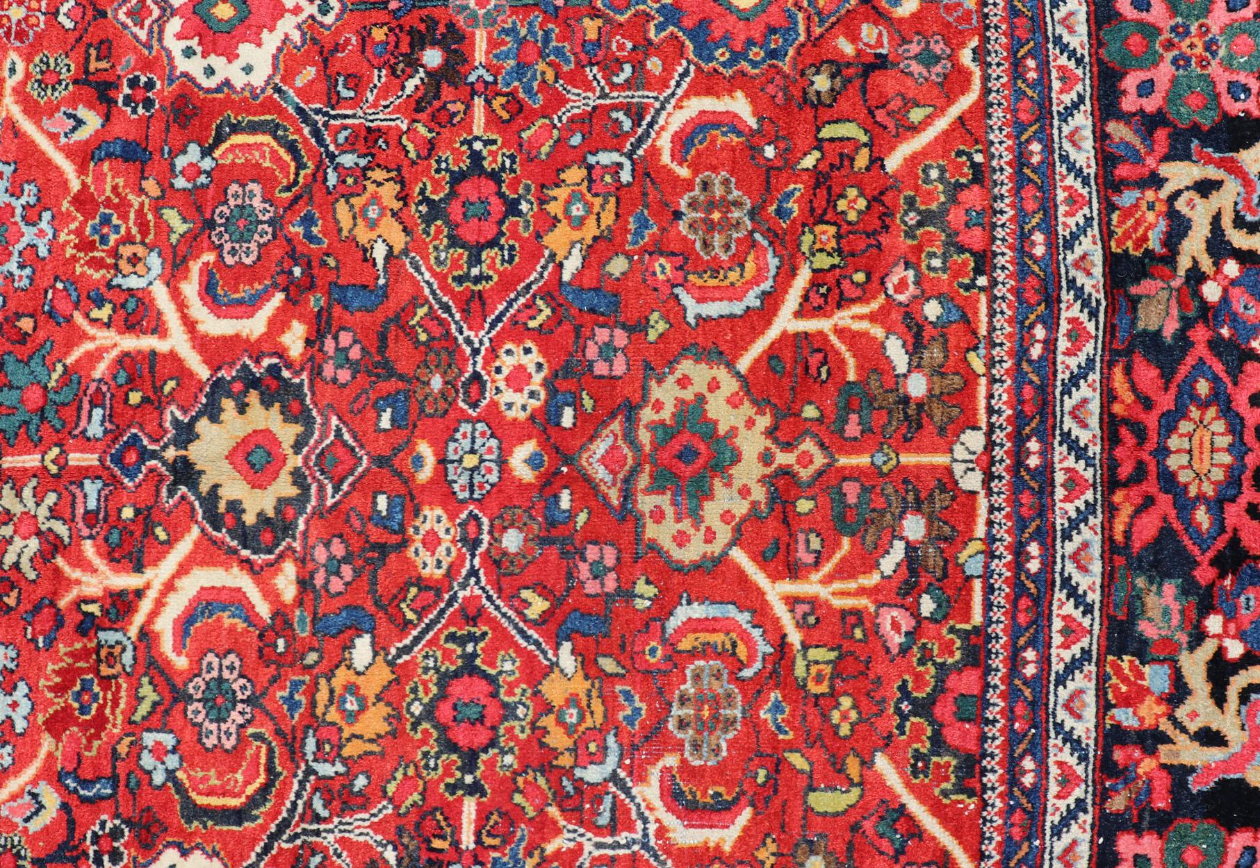  Antique Persian Sultanabad Mahal Rug With All-Over Sub Geometric Design

Beautiful and rich Red background with multi colors antique Persian Sultanabad Mahal rug with All Over Geometric Design, Keivan Woven Arts /rug /PTA-200722, country of origin