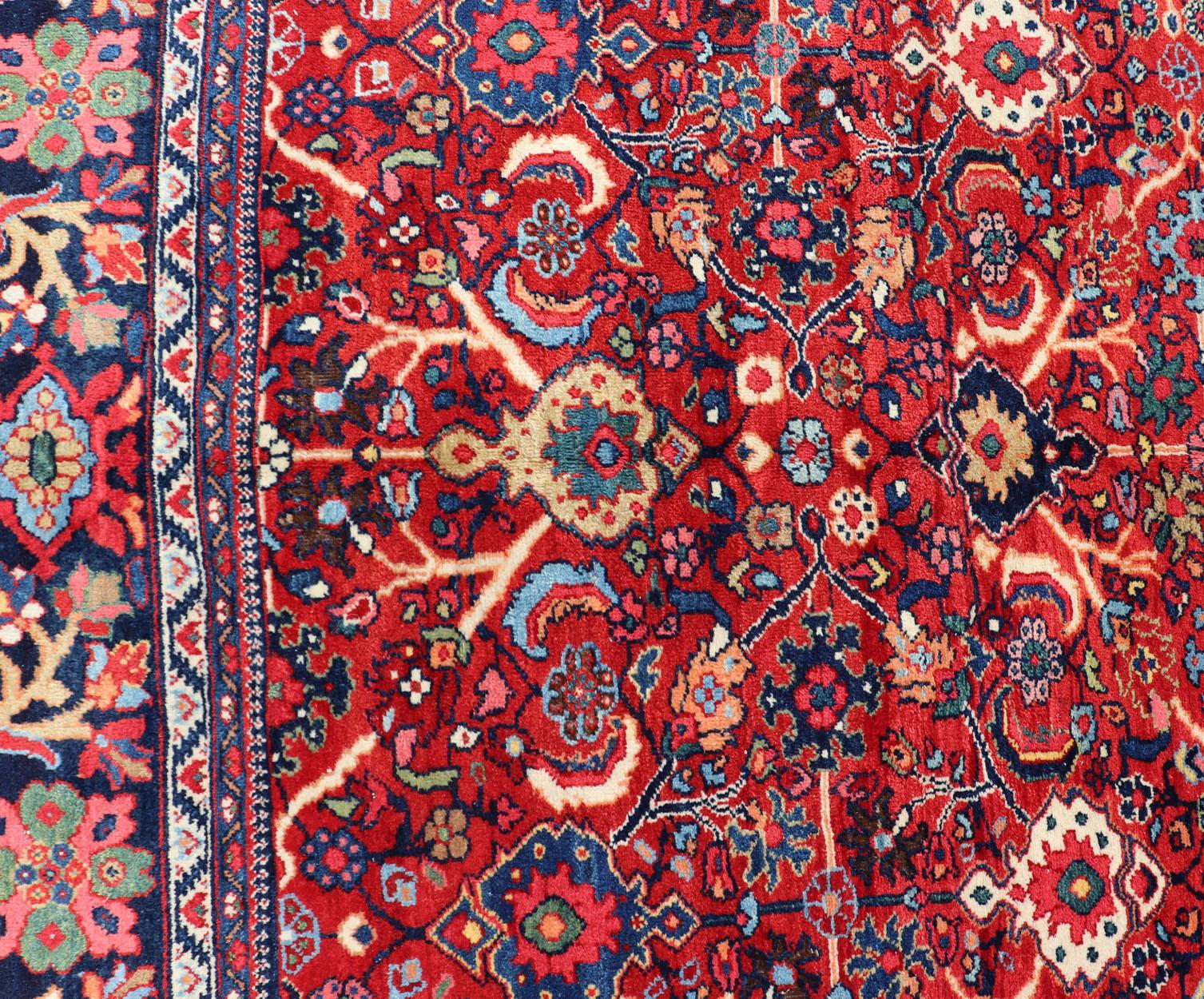 20th Century Antique Persian Sultanabad Mahal Rug With All-Over Sub Geometric Design For Sale