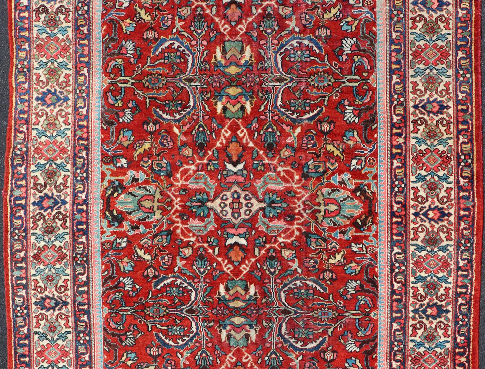 Wool  Antique Persian Mahal-Sultanabad Rug with All-Over Geometric Design For Sale
