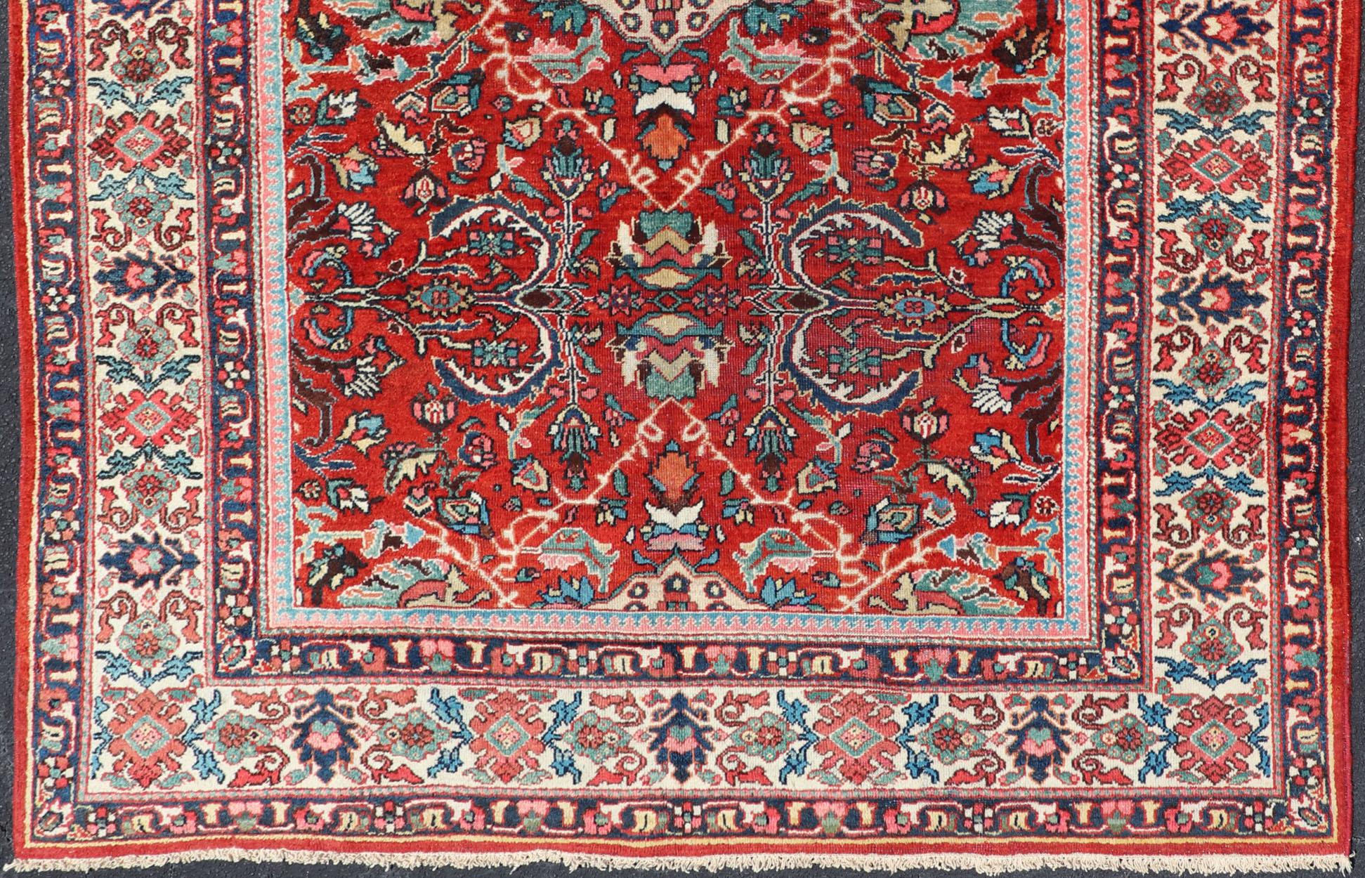  Antique Persian Mahal-Sultanabad Rug with All-Over Geometric Design For Sale 1