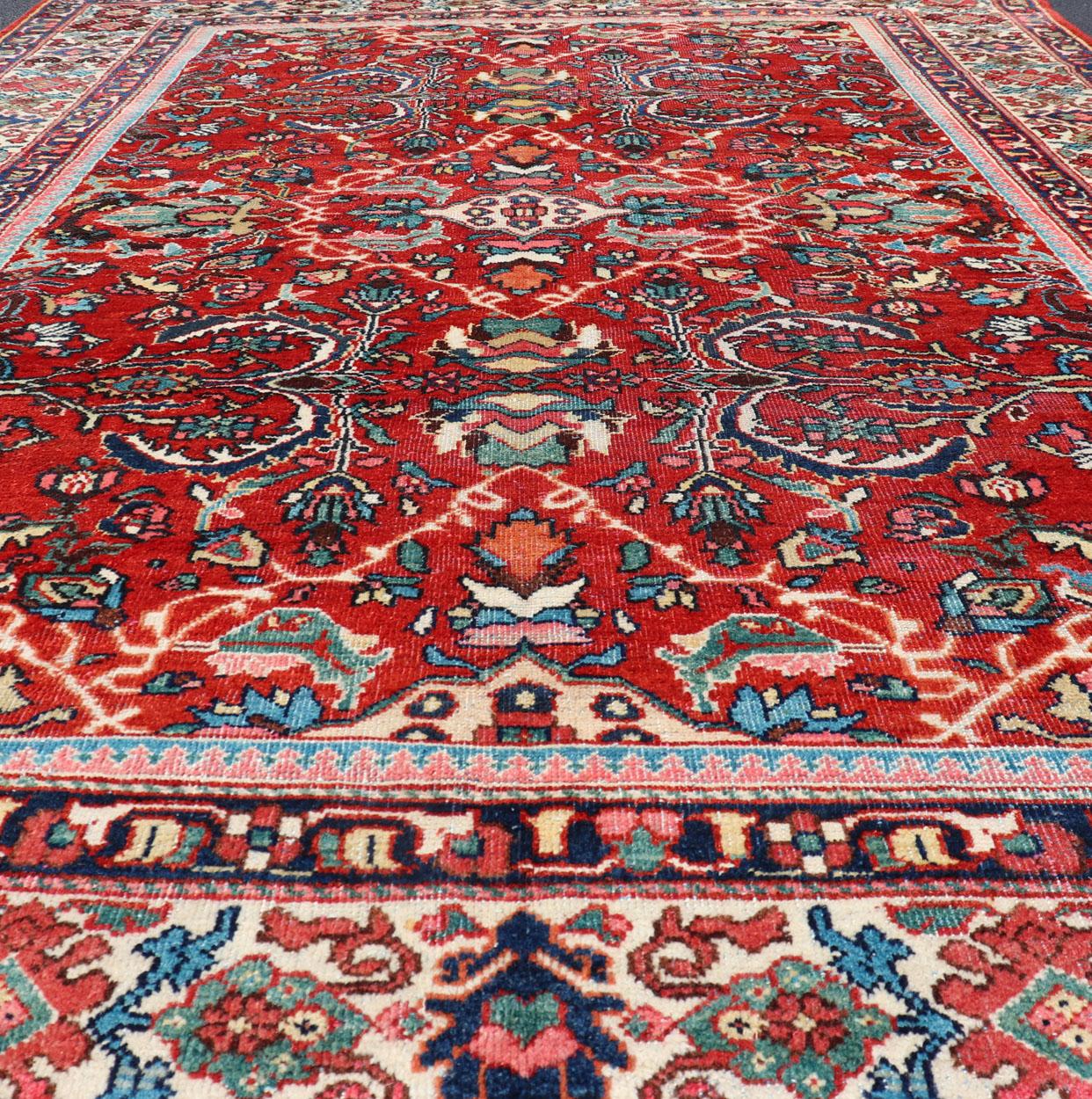  Antique Persian Mahal-Sultanabad Rug with All-Over Geometric Design For Sale 2