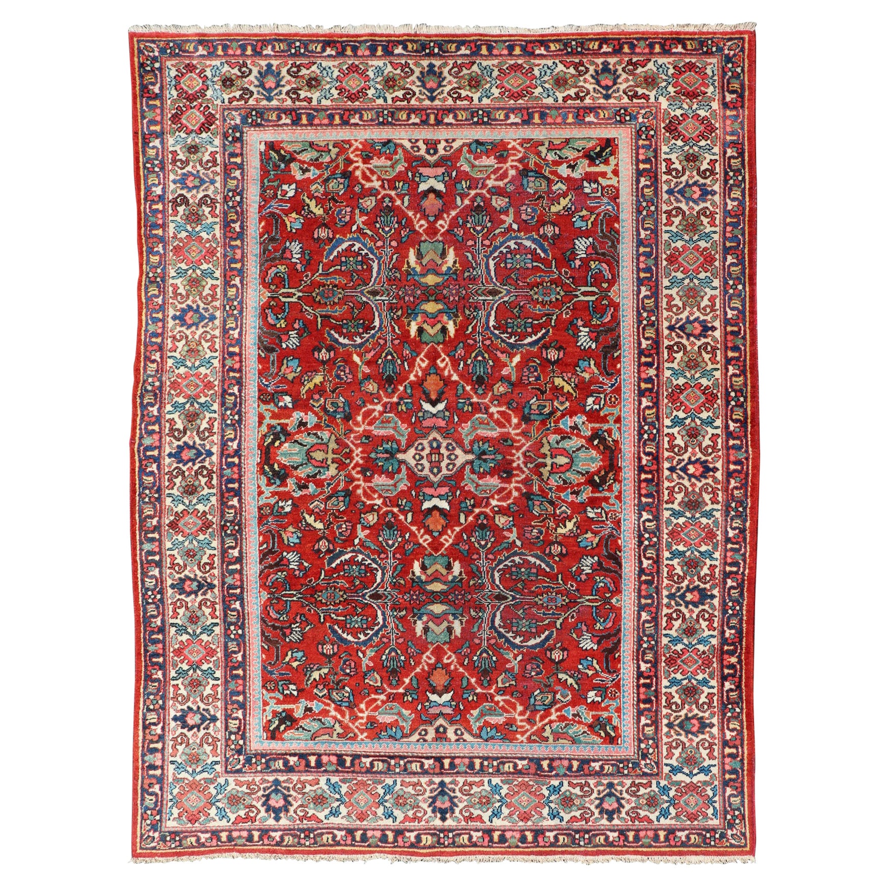 Antico tappeto persiano Mahal-Sultanabad Rugs con disegno geometrico all-over