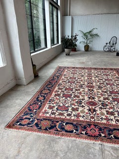 Antique Persian Mahal rug with Ivory, Pink, All-Over Pattern, hand knotted wool
