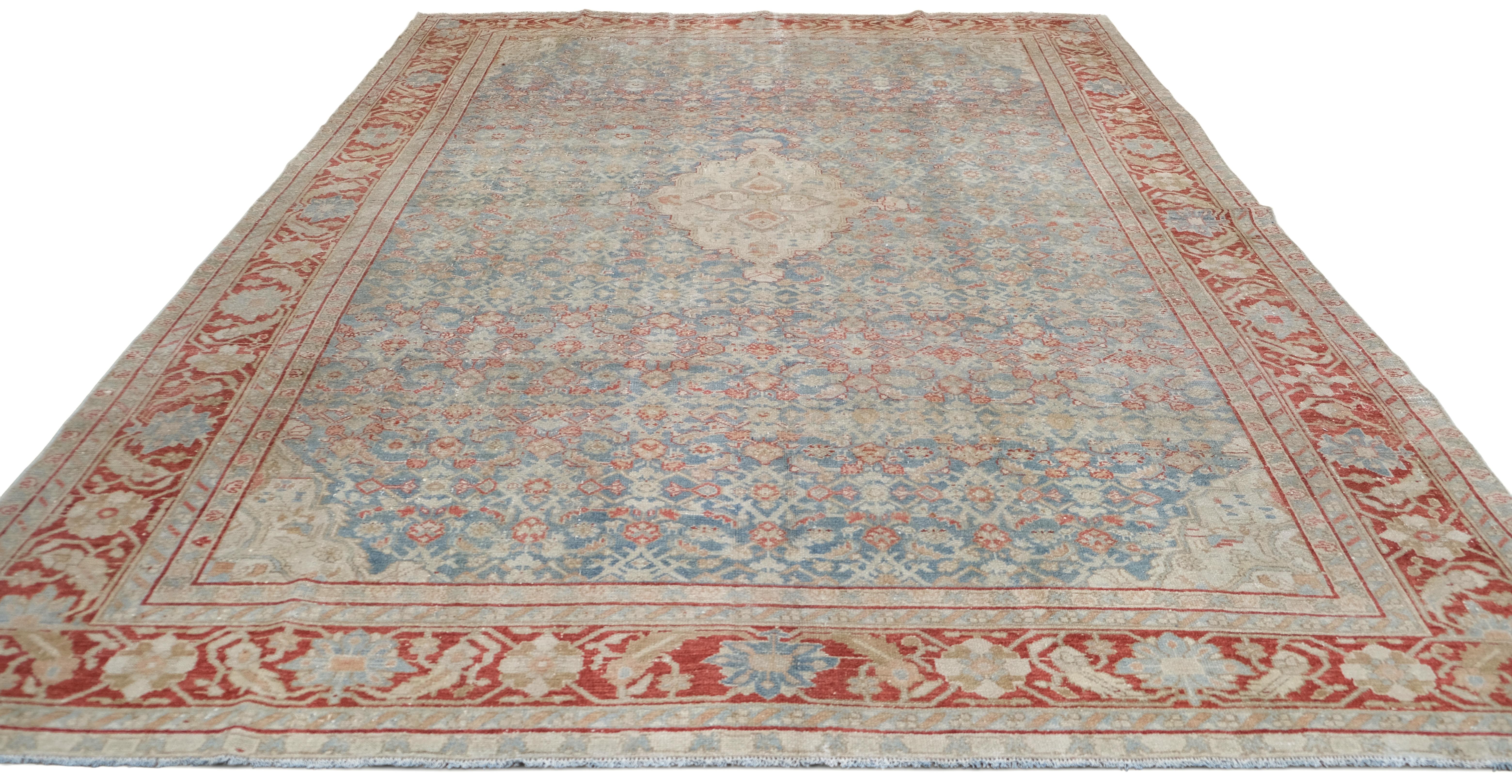 Antiker persischer Mahal-Wollteppich 8'6''x11'8'' um 1920 (Persisch) im Angebot