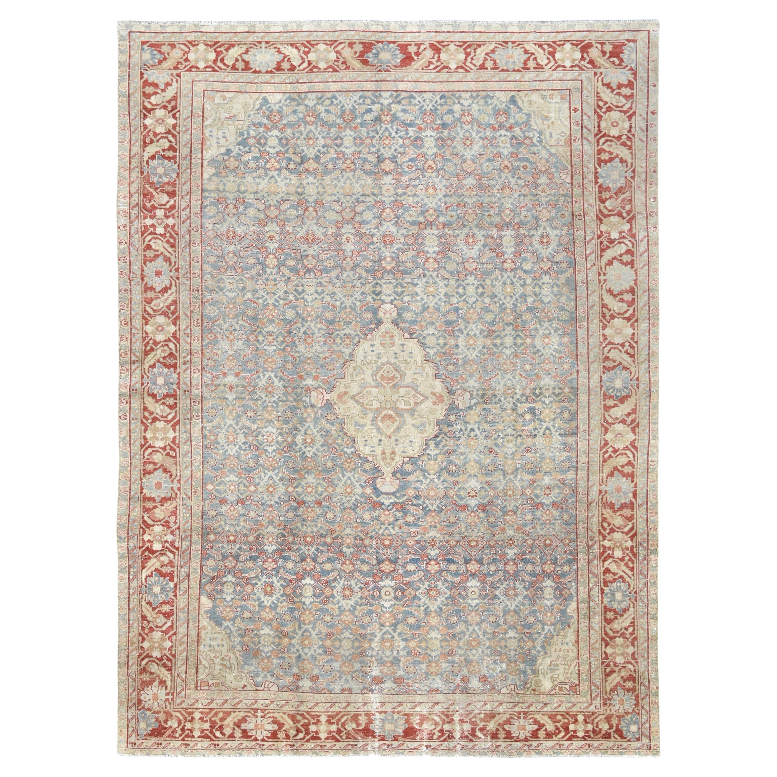 Antico tappeto persiano Mahal in lana 8'6''x11'8'' Circa 1920