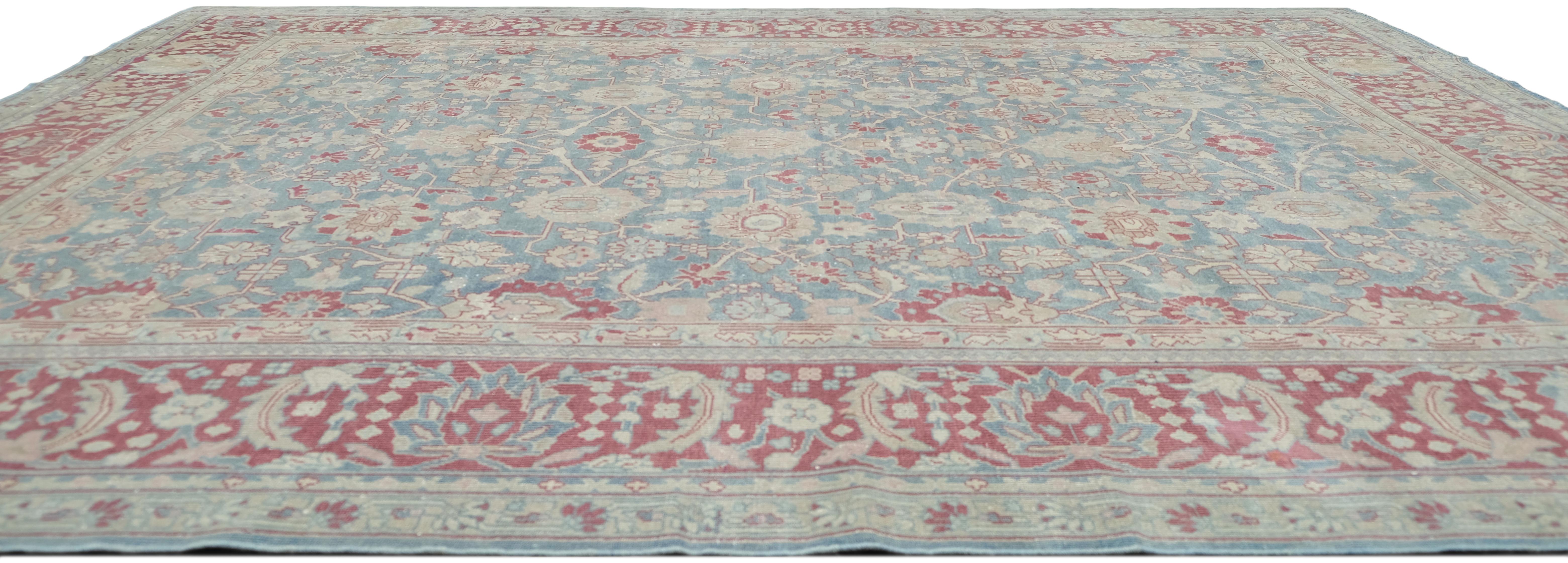 Antiker persischer Mahal-Wollteppich 8'9''x11'7'' (Handgeknüpft) im Angebot