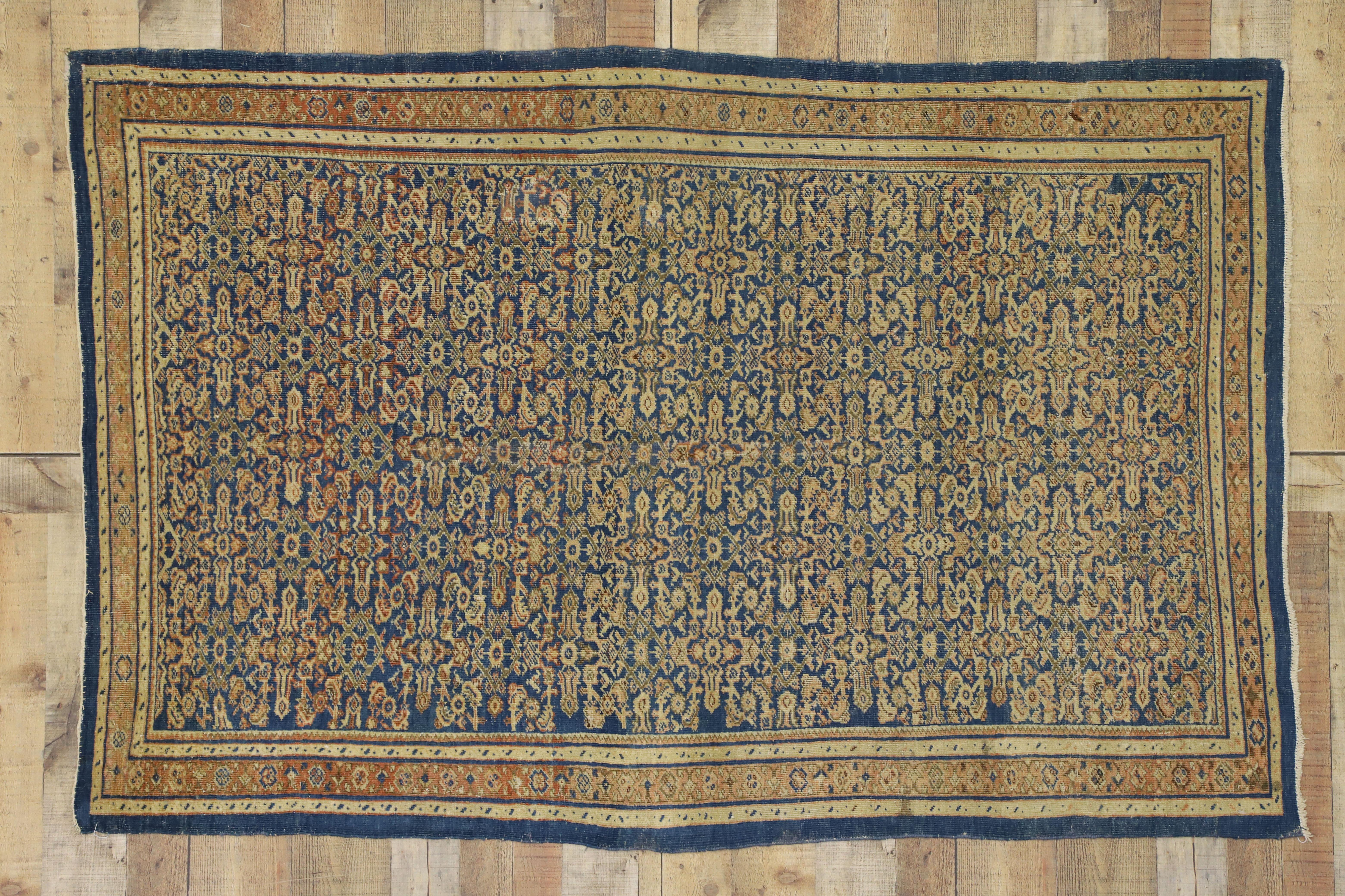 Antique Persian Mahal Ziegler Sultanabad Rug with Rustic Italian Cottage Style For Sale 2