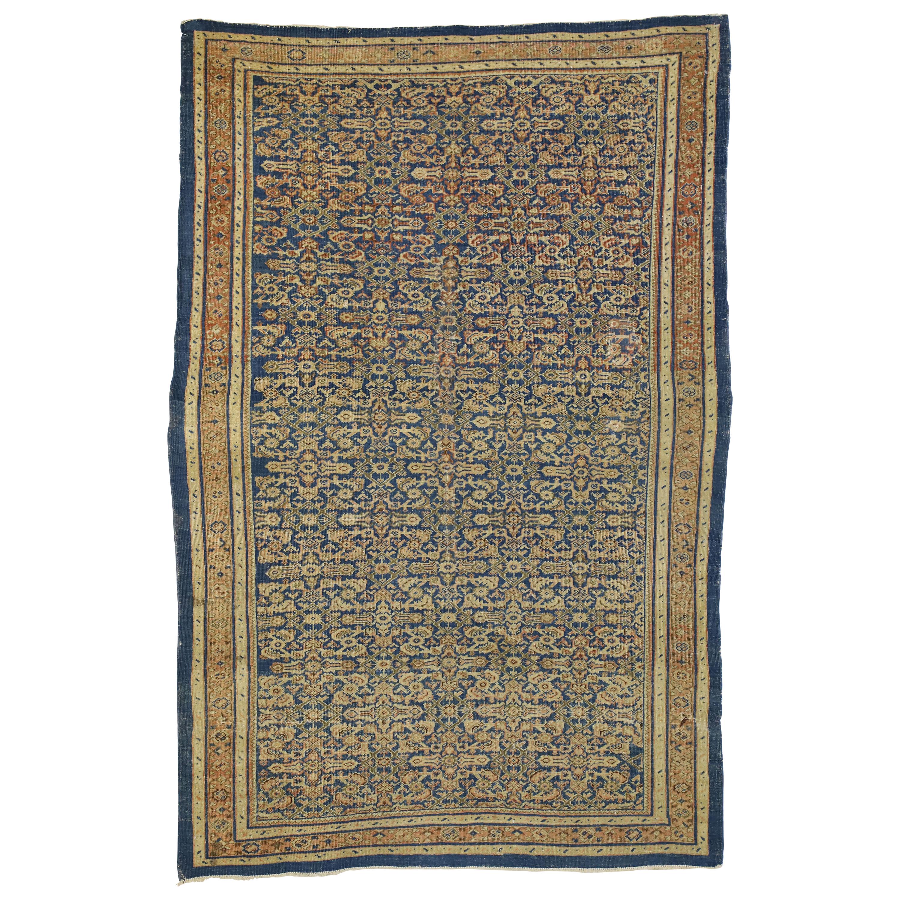 Antique Persian Mahal Ziegler Sultanabad Rug with Rustic Italian Cottage Style