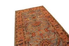Antique Persian Mahal Ziegler Wool Rug 135×198cm Blue Geometric Rug 5×7 c.1880