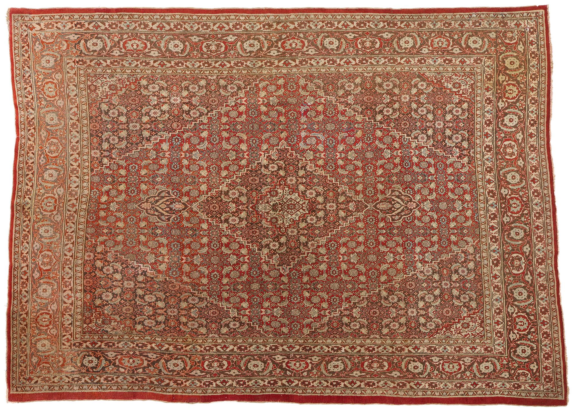Antiker persischer Mahi-Tabriz-Teppich aus Täbris, 09'00 x 12'03 im Angebot 3