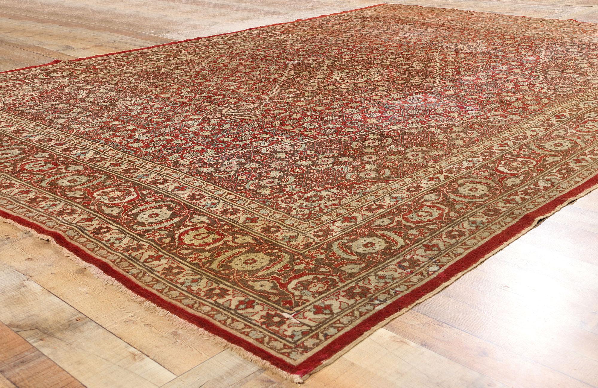 Antiker persischer Mahi-Tabriz-Teppich aus Täbris, 09'00 x 12'03 (Wolle) im Angebot