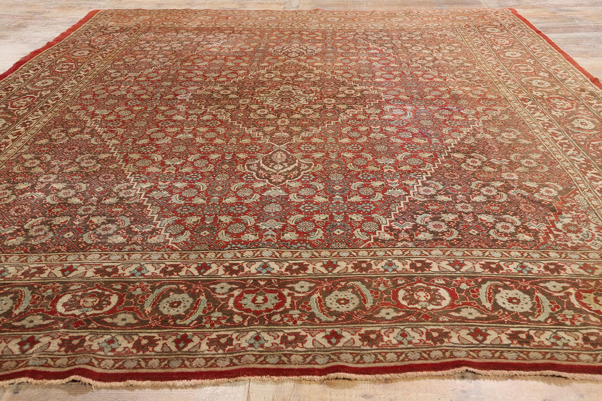 Antiker persischer Mahi-Tabriz-Teppich aus Täbris, 09'00 x 12'03 im Angebot 1