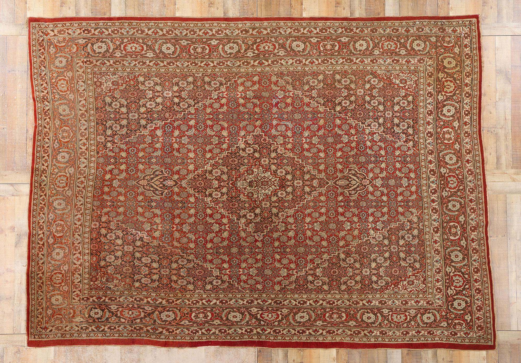 Antiker persischer Mahi-Tabriz-Teppich aus Täbris, 09'00 x 12'03 im Angebot 2