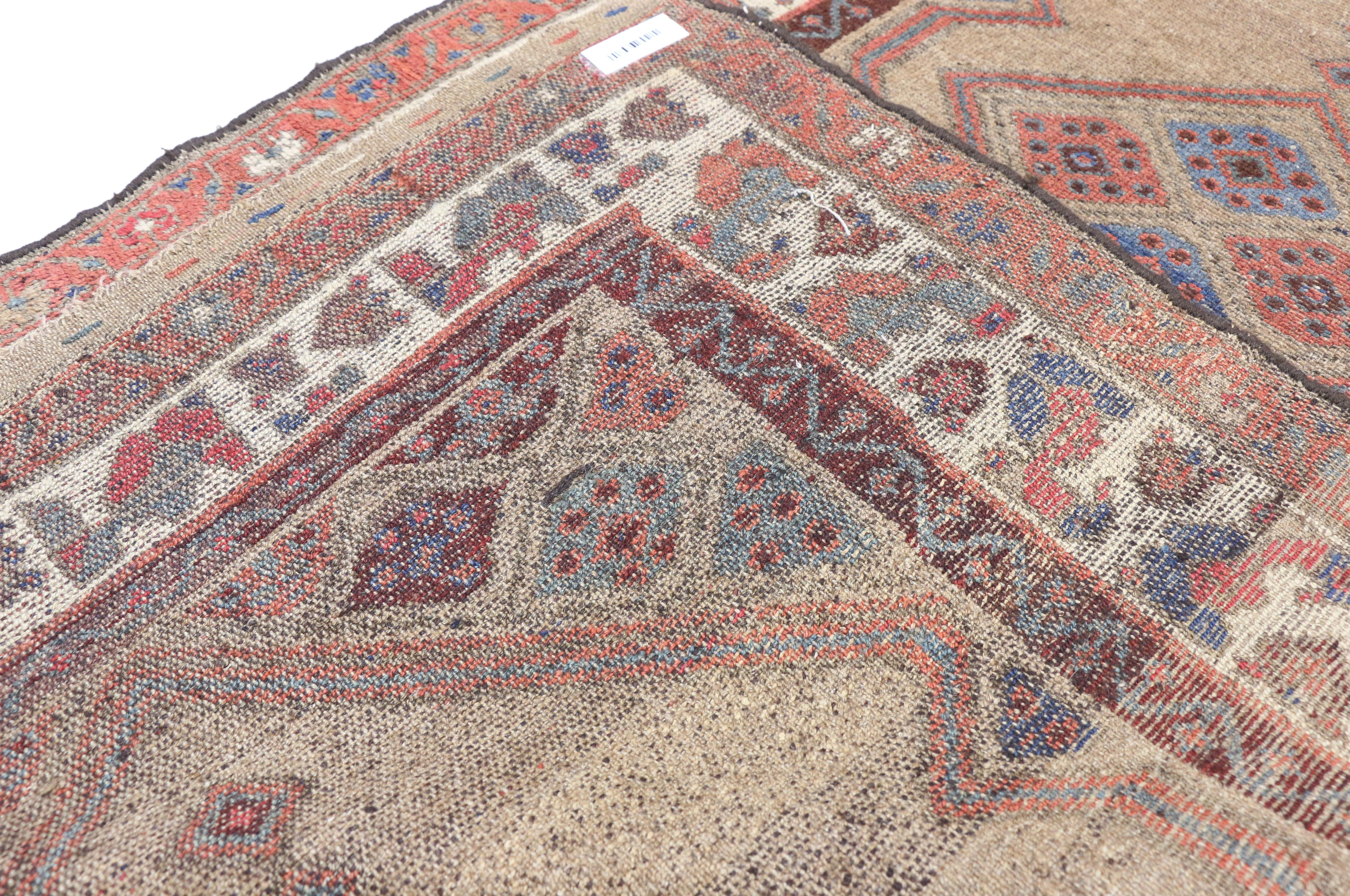 Hand-Knotted Antique Persian Malayer Accent Rug, Entry or Foyer Rug For Sale