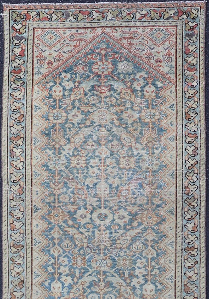 20th Century Antique Persian Malayer All-Over Designed Runner with Sub Geometric Motifs For Sale