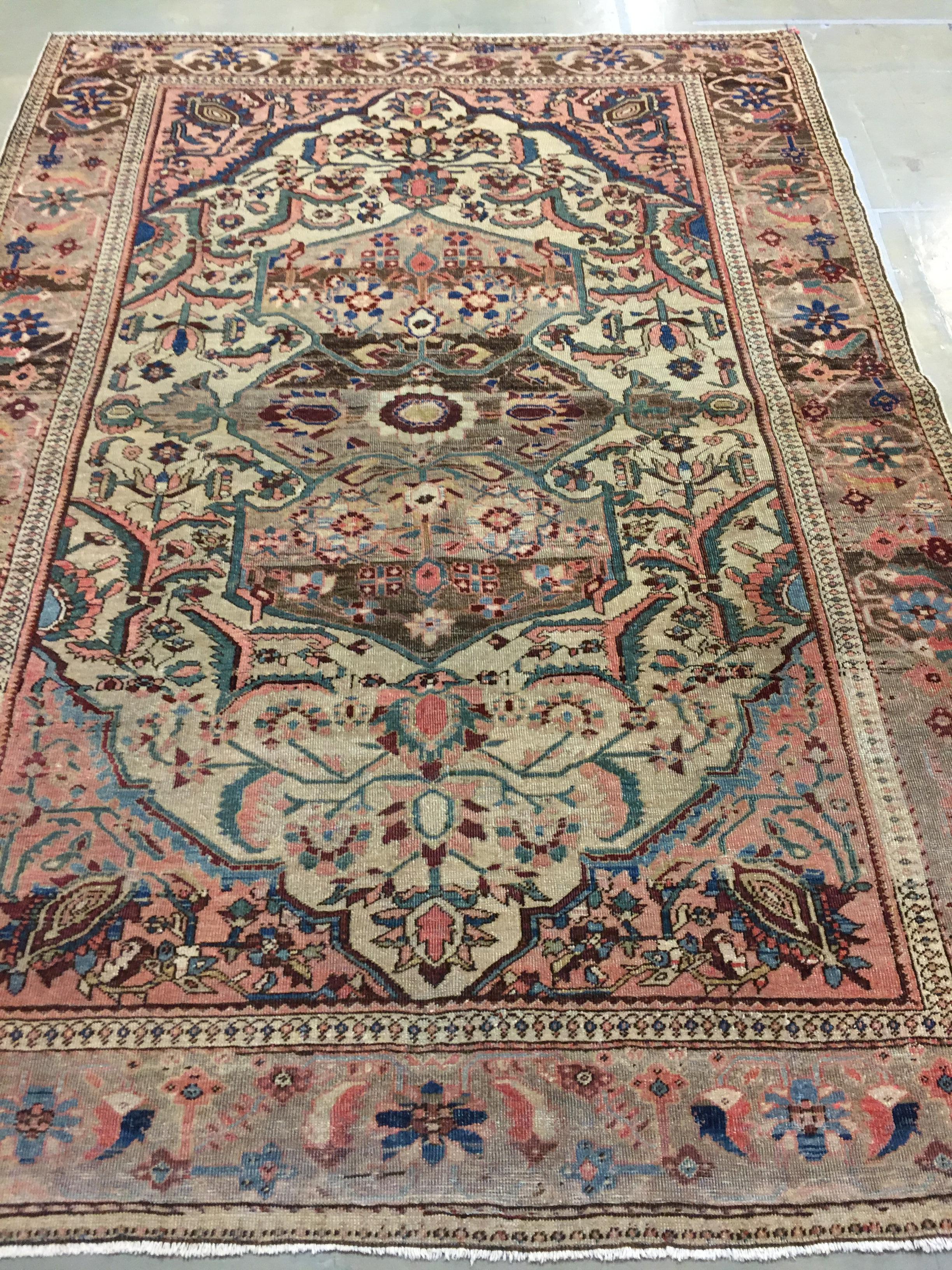 Antiker persischer Malayer-Teppich aus Persien  4'6 x 6'5 im Angebot 1