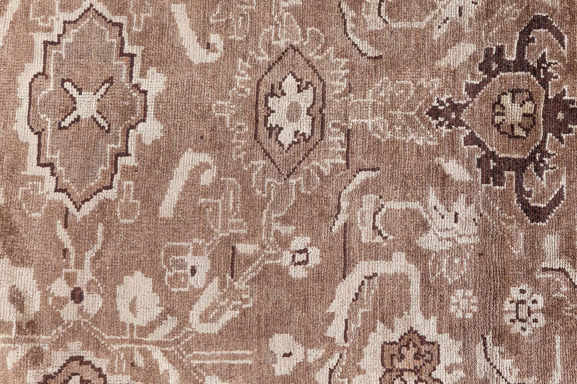 Doris Leslie Blau Antiker Persischer Malayer Brauner Handgewebter Wollteppich im Angebot 3