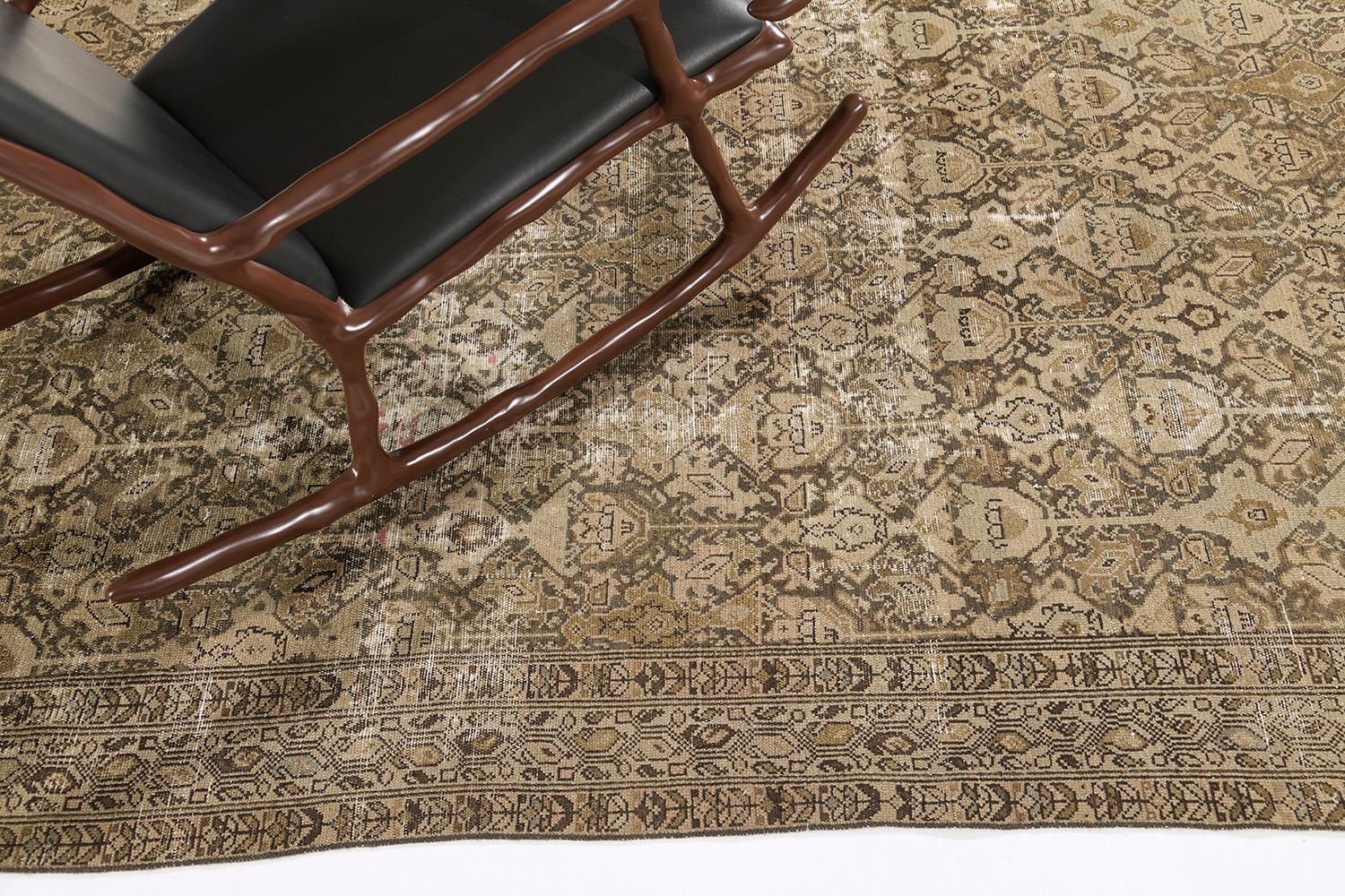 Tissé à la main Tapis persan ancien Malayer par Mehraban en vente