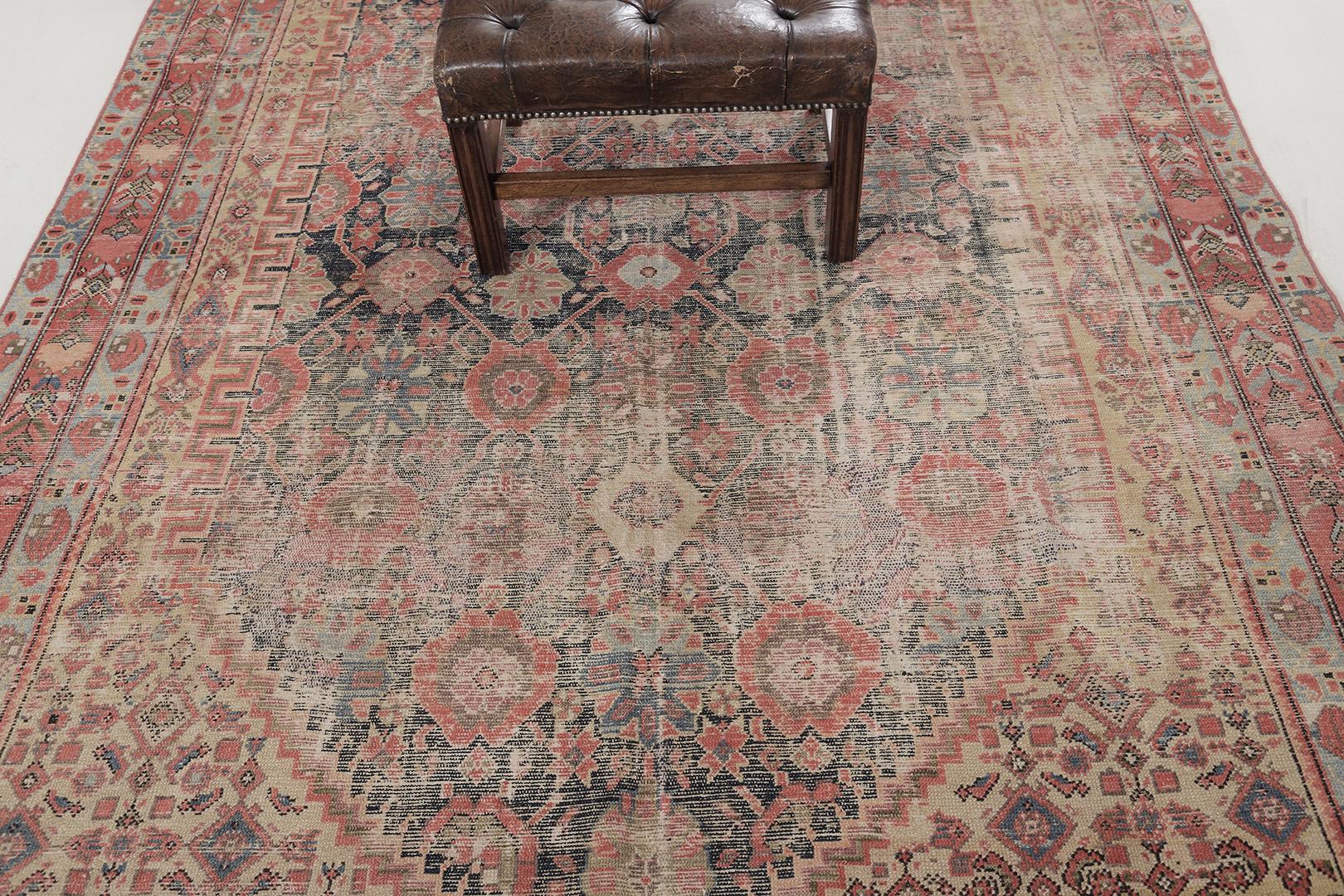 Noué à la main Tapis persan ancien Malayer par Mehraban en vente