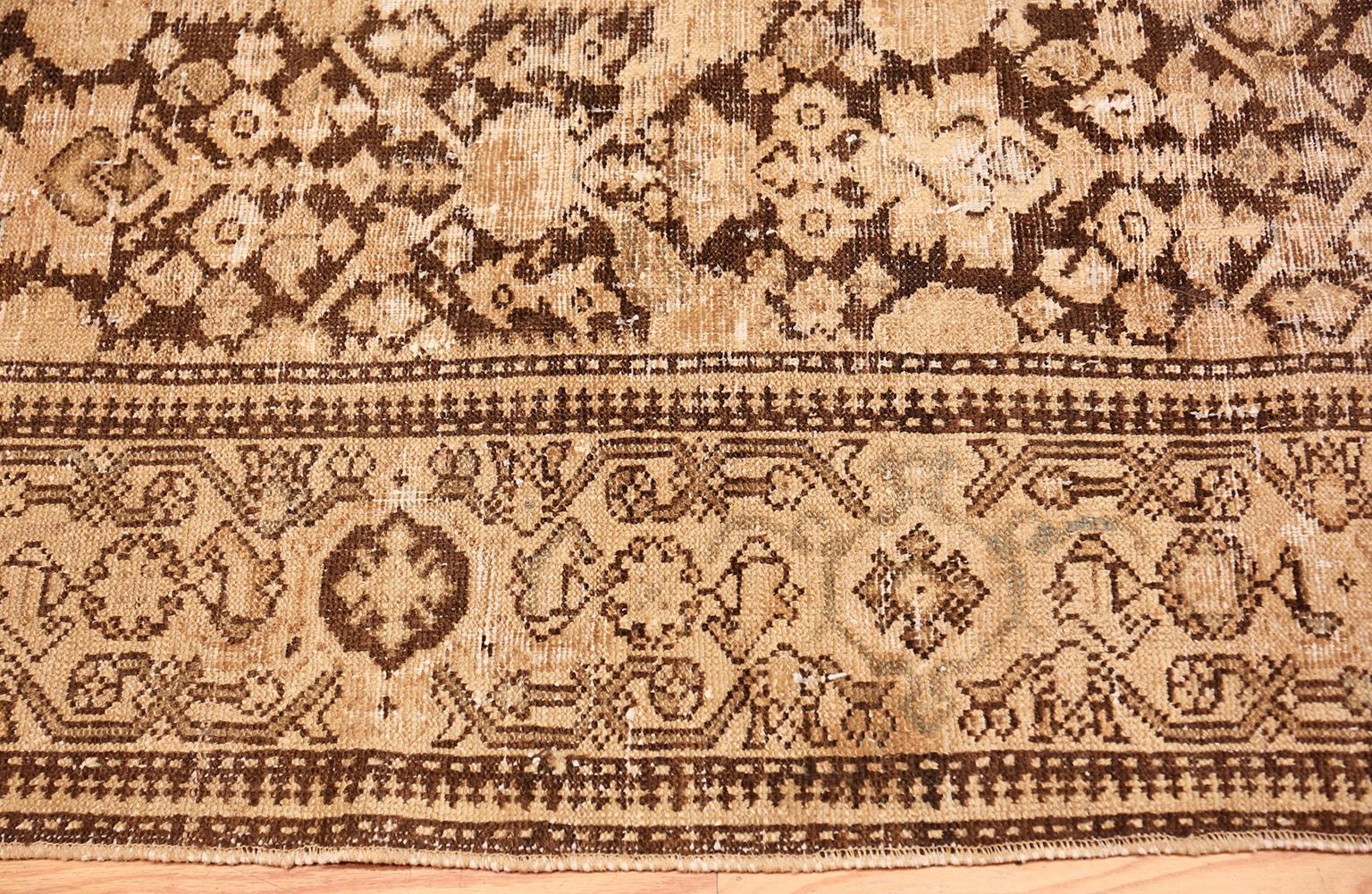 Hand-Knotted Antique Persian Malayer Carpet. Size: 4 ft 10 in x 9 ft 8 in (1.47 m x 2.95 m)