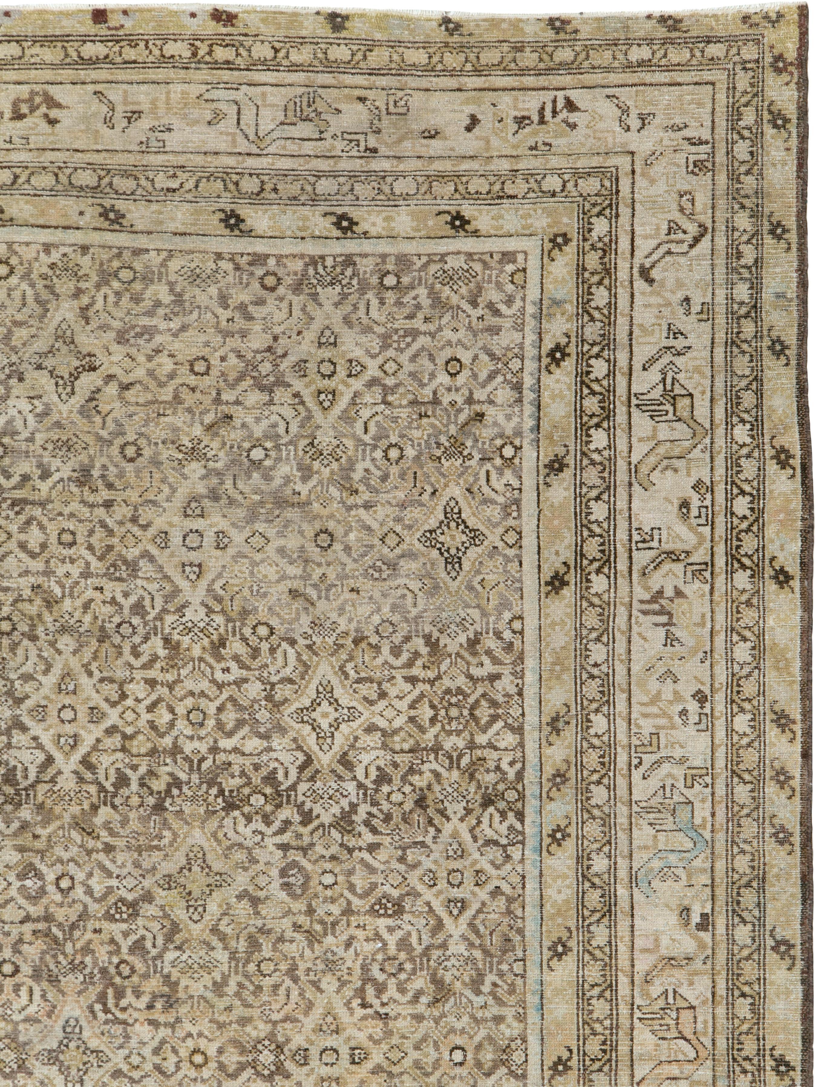 Hand-Knotted Antique Persian Malayer Carpet For Sale