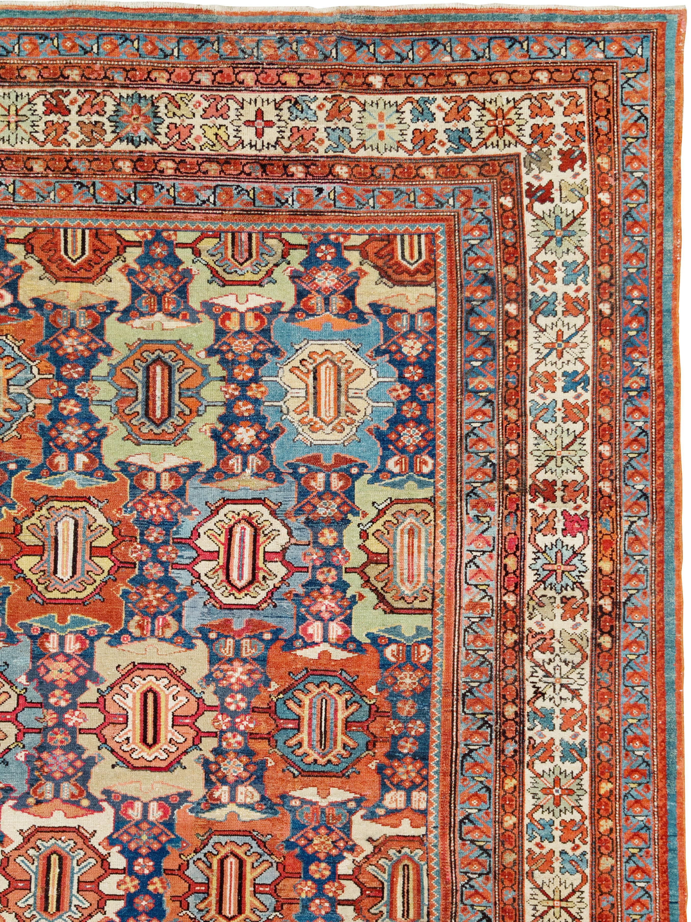 Hand-Knotted Antique Persian Malayer Carpet For Sale