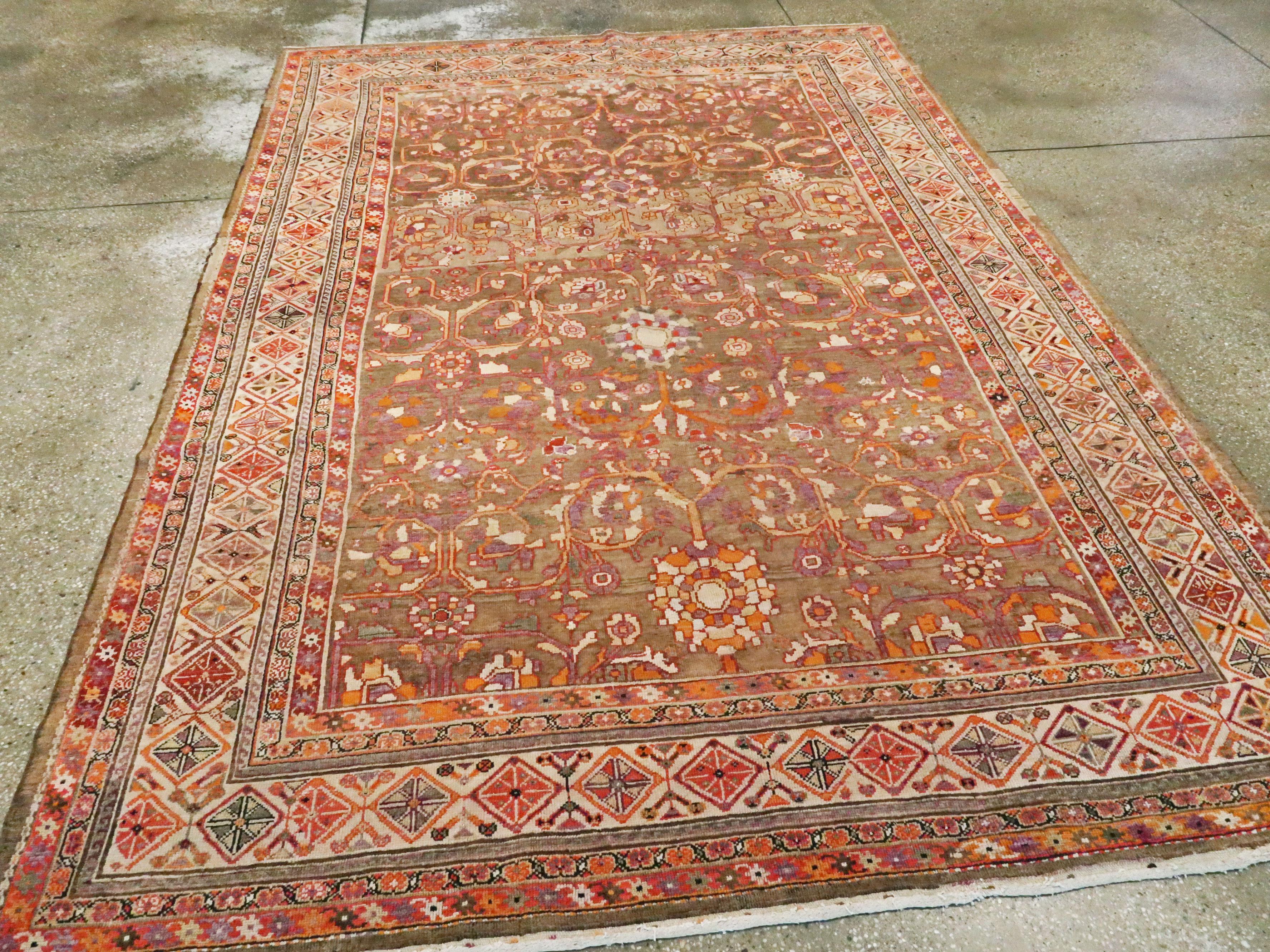 Wool Antique Persian Malayer Carpet For Sale
