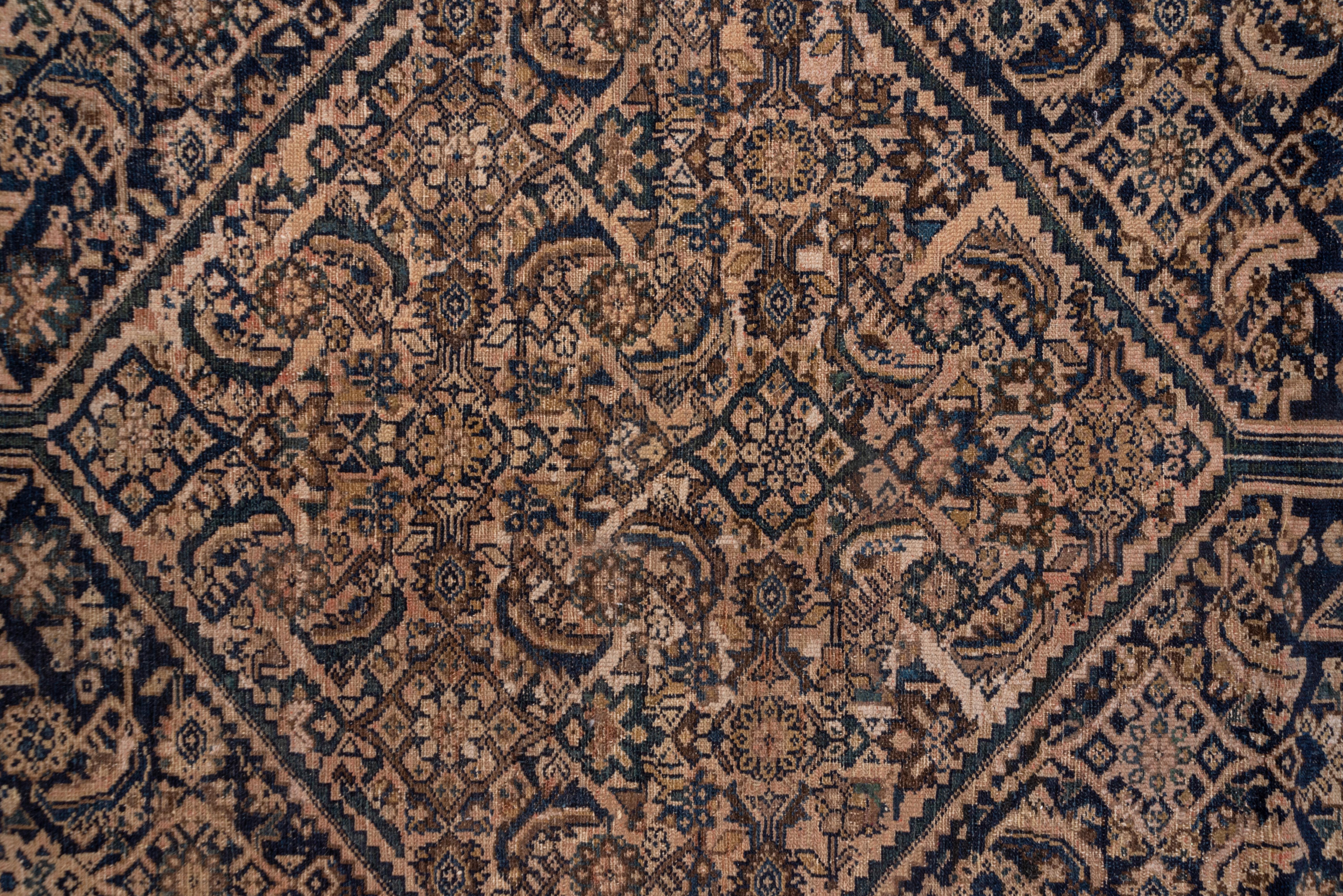 Hand-Knotted Antique Persian Malayer Carpet, Ivory and Navy Field, circa 1910s For Sale