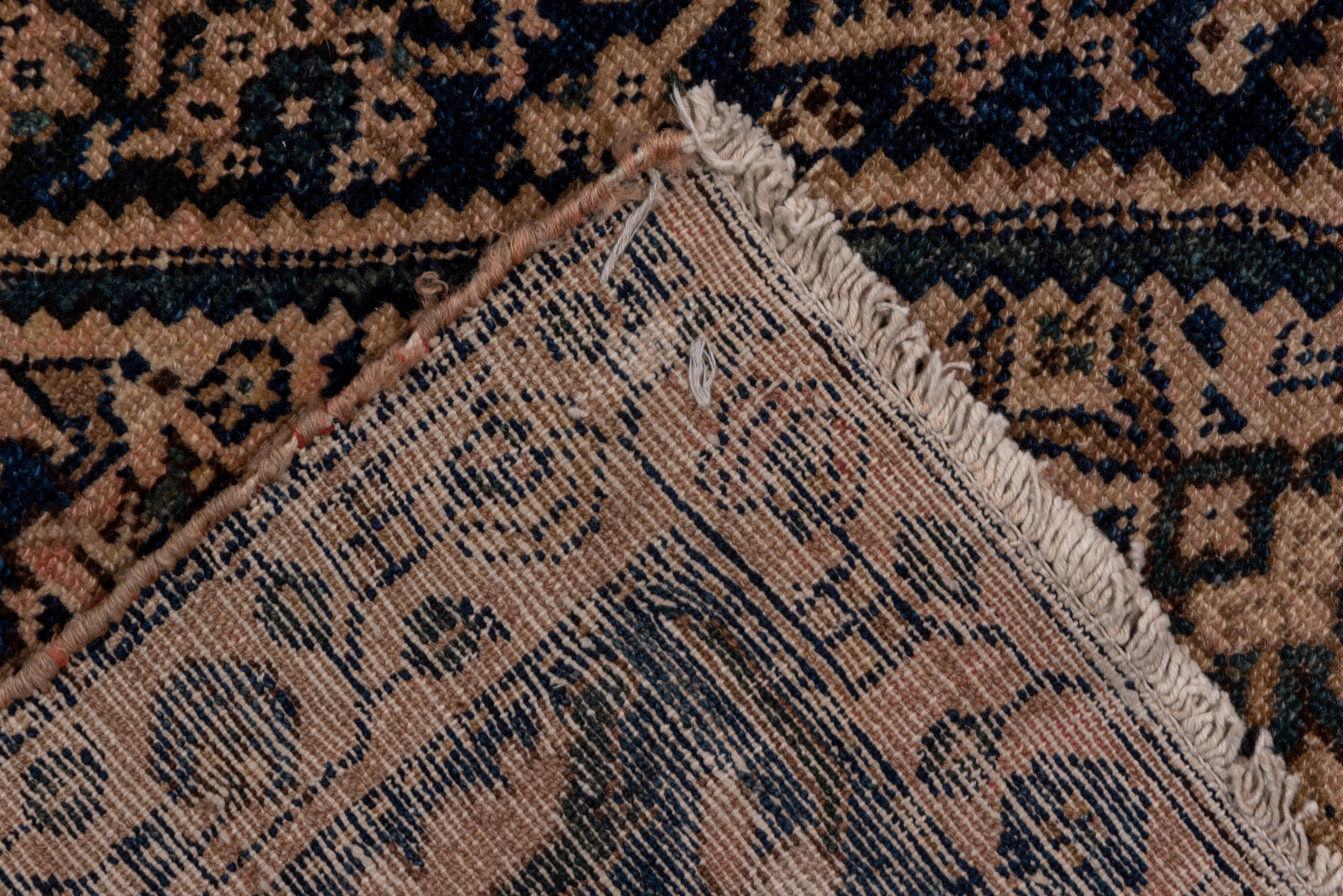 Wool Antique Persian Malayer Carpet, Ivory and Navy Field, circa 1910s For Sale
