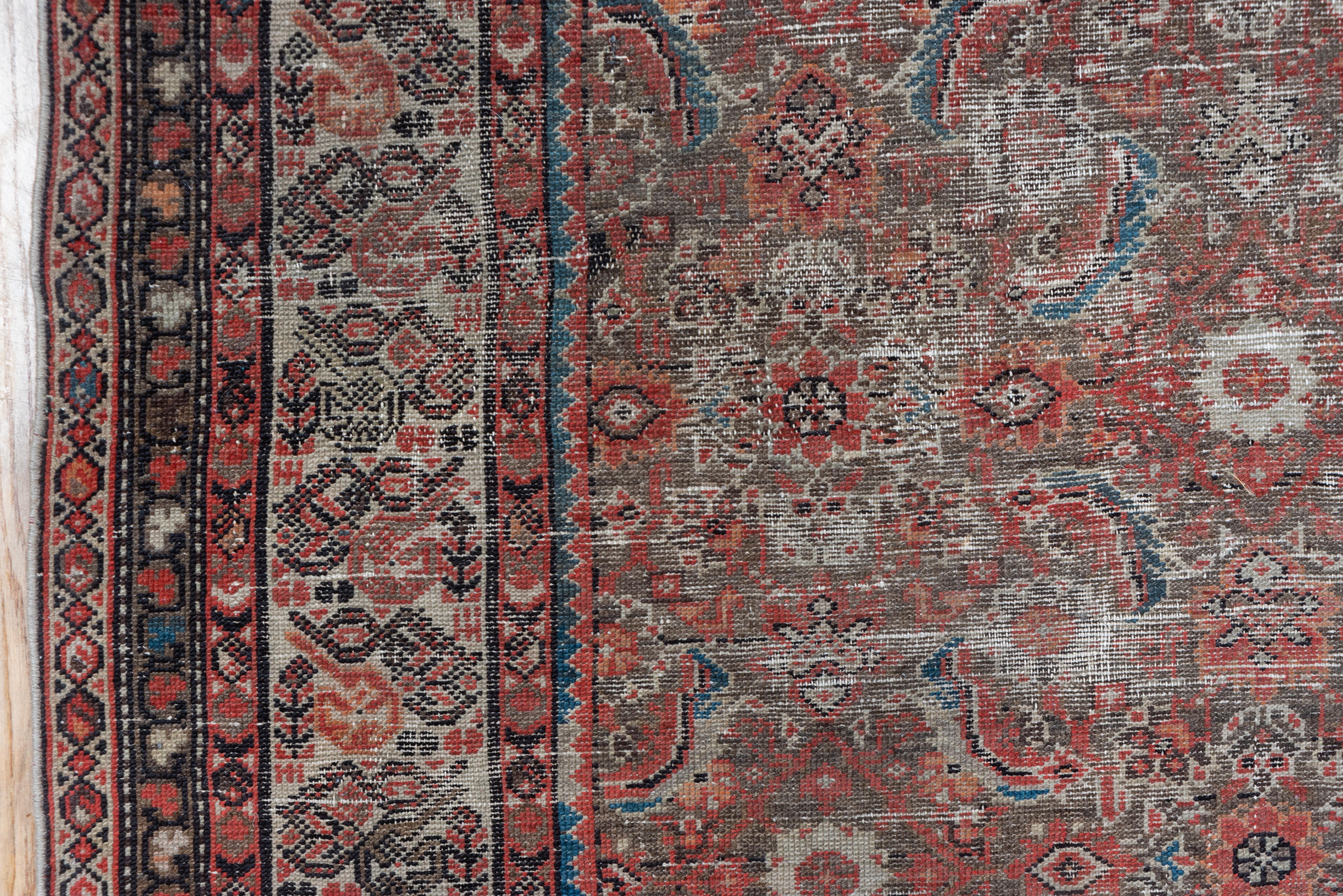 Hand-Knotted Antique Persian Malayer Carpet, Lightly Distressed, All-Over Field For Sale