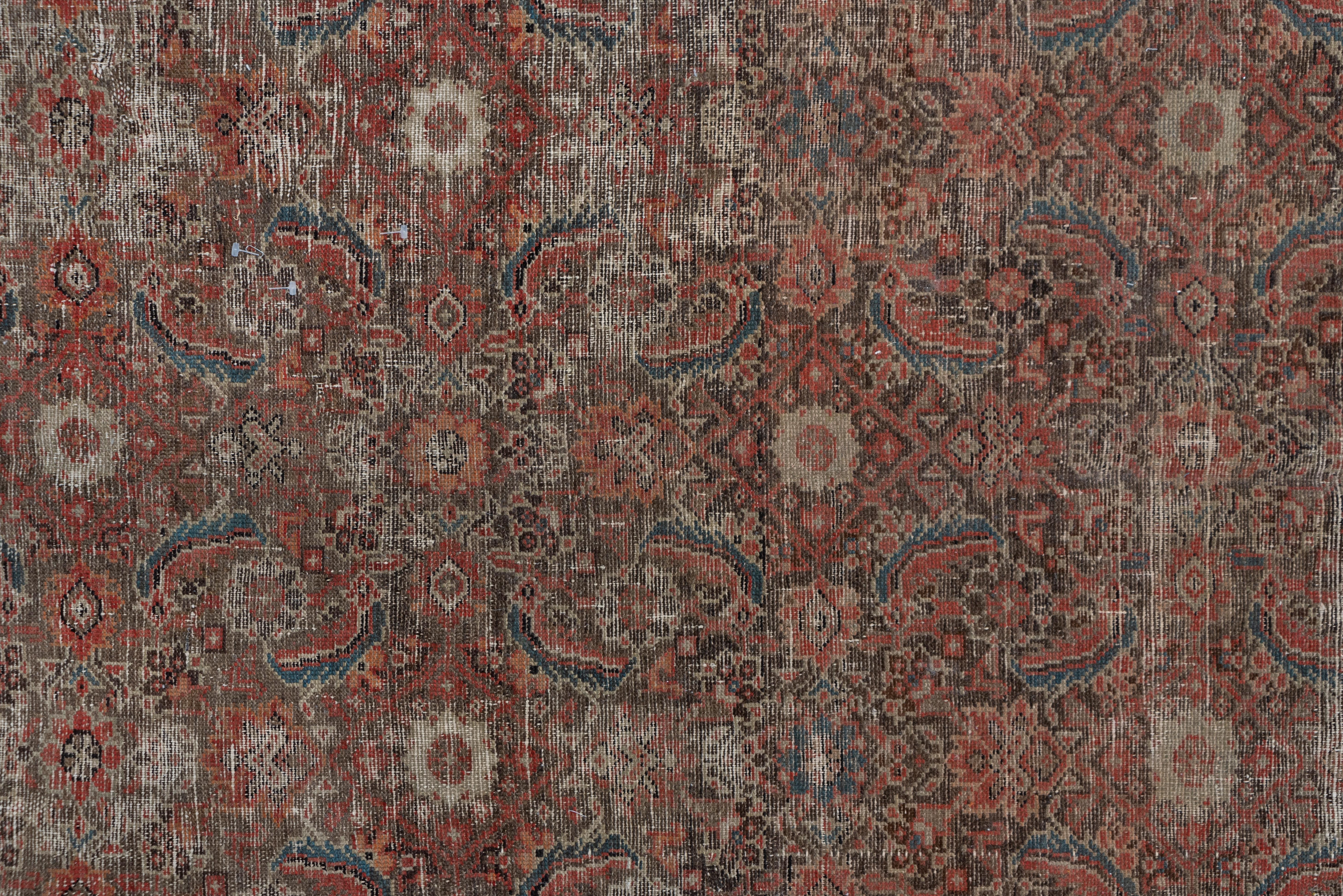 Laine Tapis persan ancien de type Malayer:: légèrement abîmé:: champ entier en vente