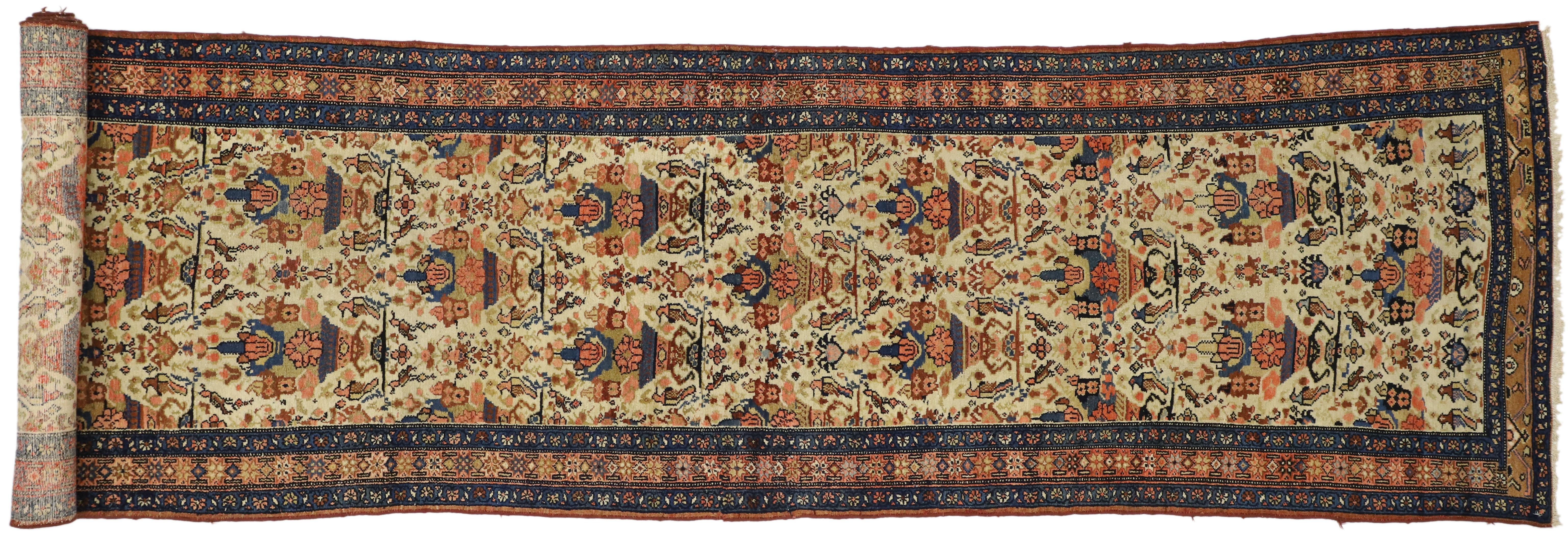 Antique Persian Malayer Runner with Romantic Victorian Style 3