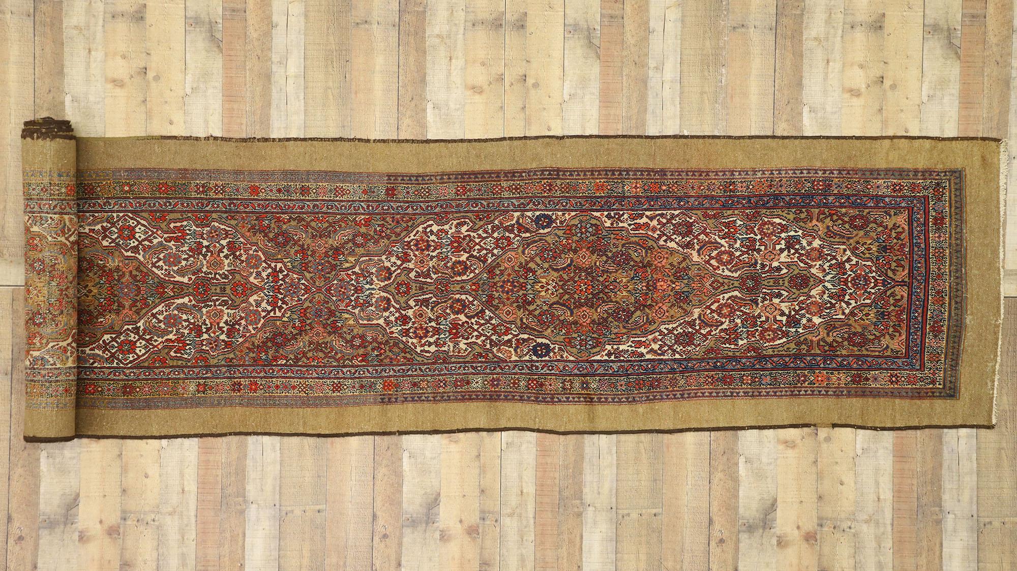 Antique Persian Malayer Rug with Camel Hair, Long Persian Runner For Sale 1