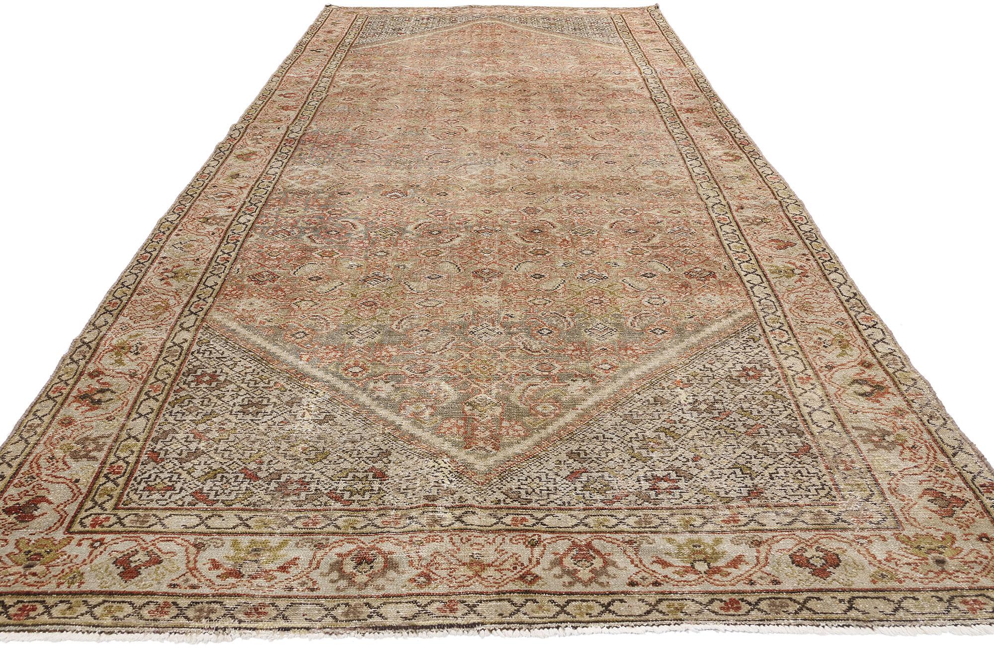 Colonial espagnol Tapis persan ancien Malayer de style rustique moderne en vente