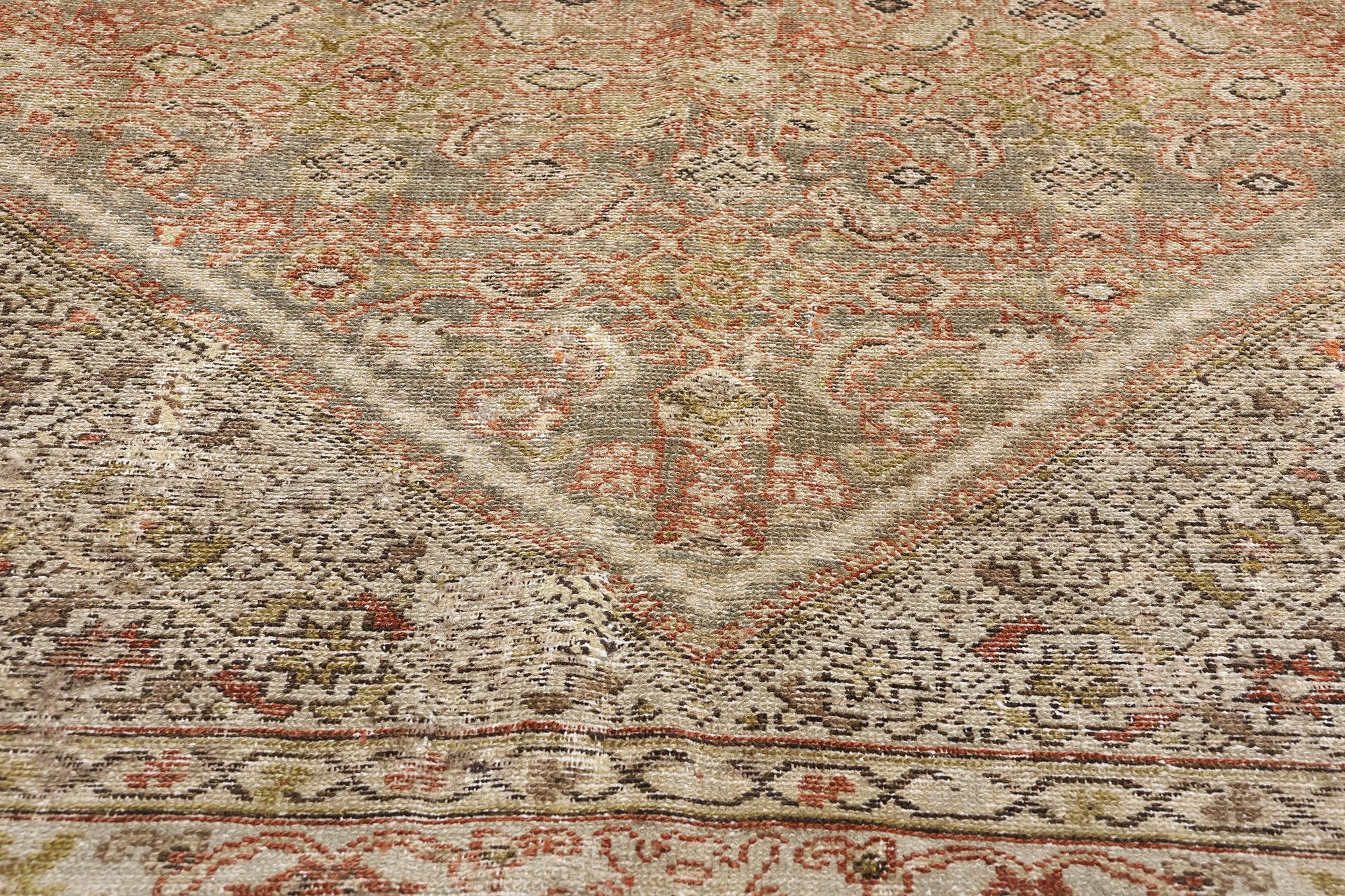 Noué à la main Tapis persan ancien Malayer de style rustique moderne en vente