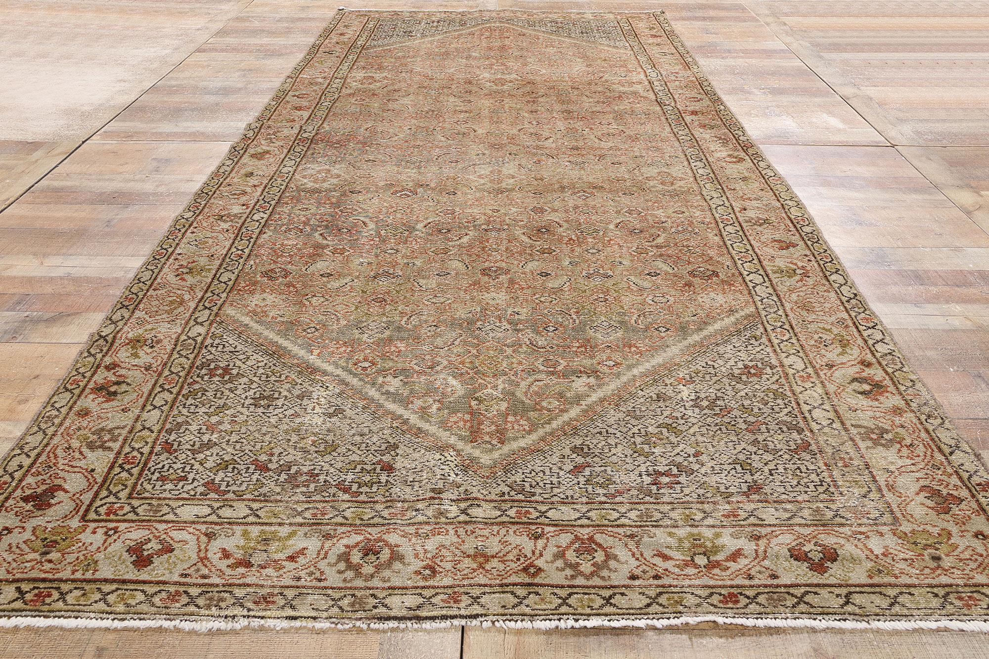 Laine Tapis persan ancien Malayer de style rustique moderne en vente