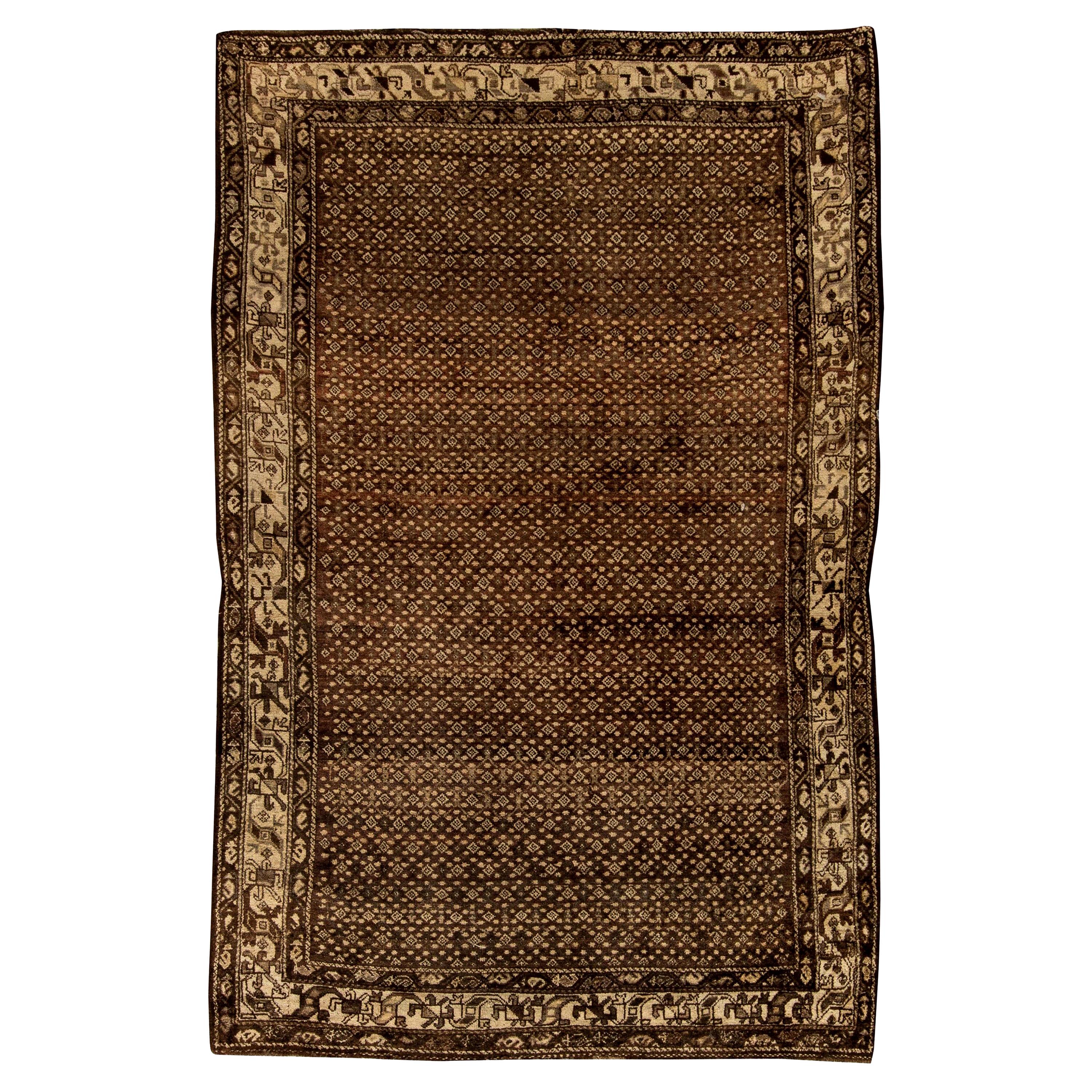 Antique Persian Malayer HandKnotted Rug in Blues, Greens, and Peach