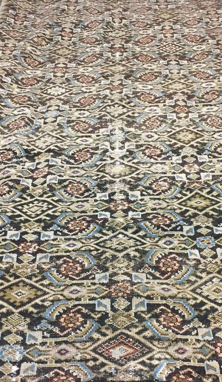 Tissé à la main Ancien tapis persan Malayer Corridor, 7'1 x 17'11 en vente