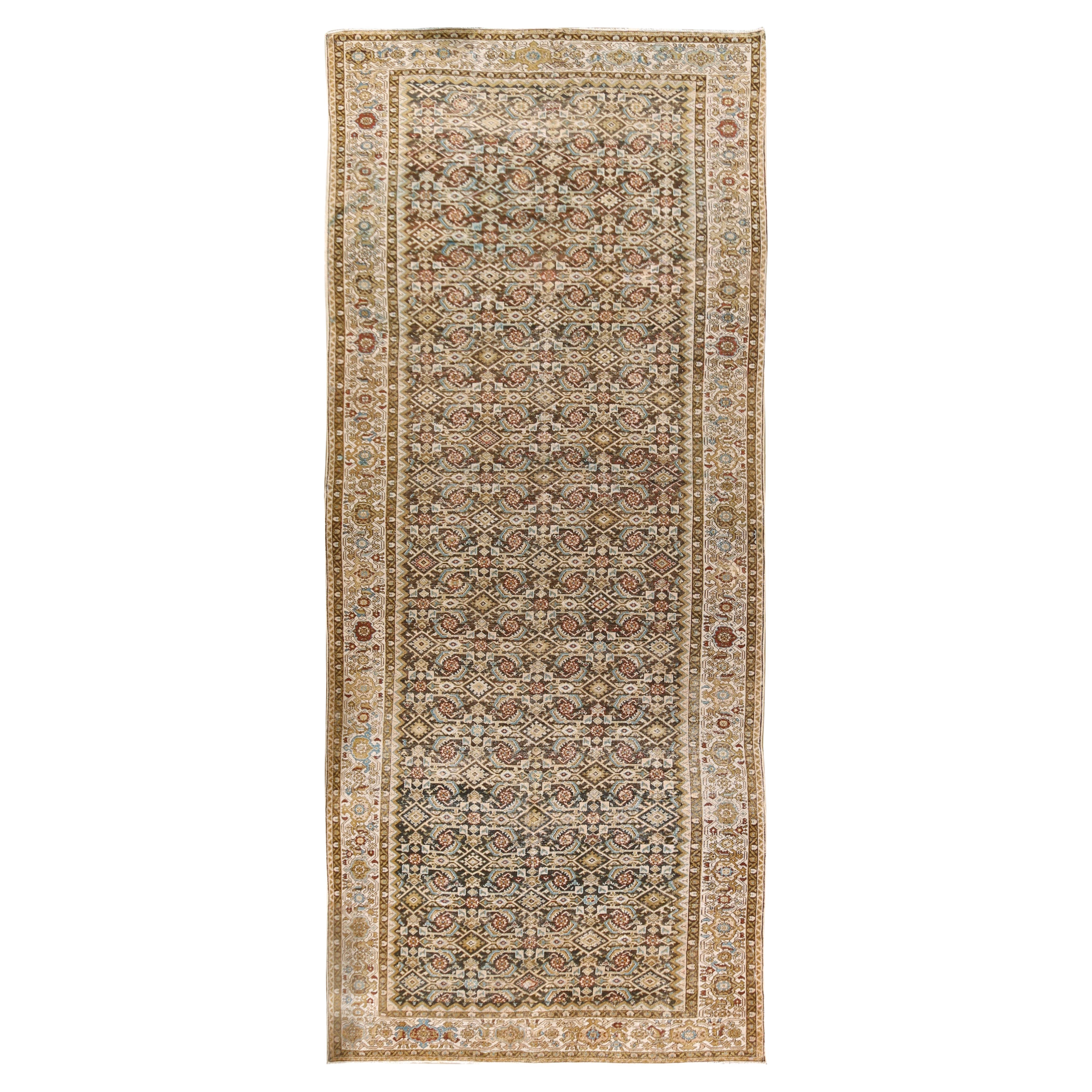 Antique Persian Malayer Corridor Carpet Rug, 7'1 x 17'11 For Sale