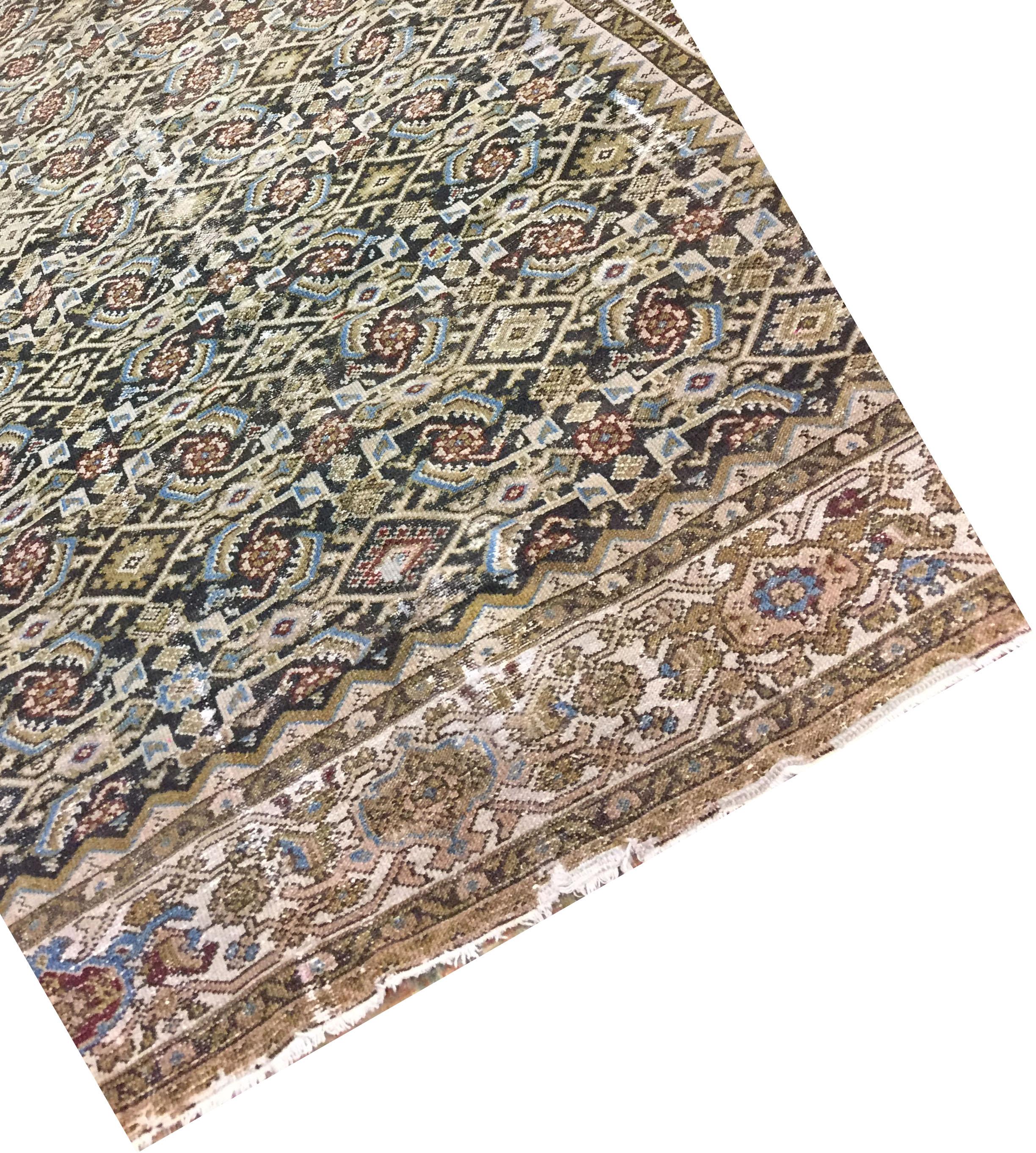 Wool Antique Persian Malayer Corridor Carpet Rug, circa 1900, 7'1 x 17'11 For Sale