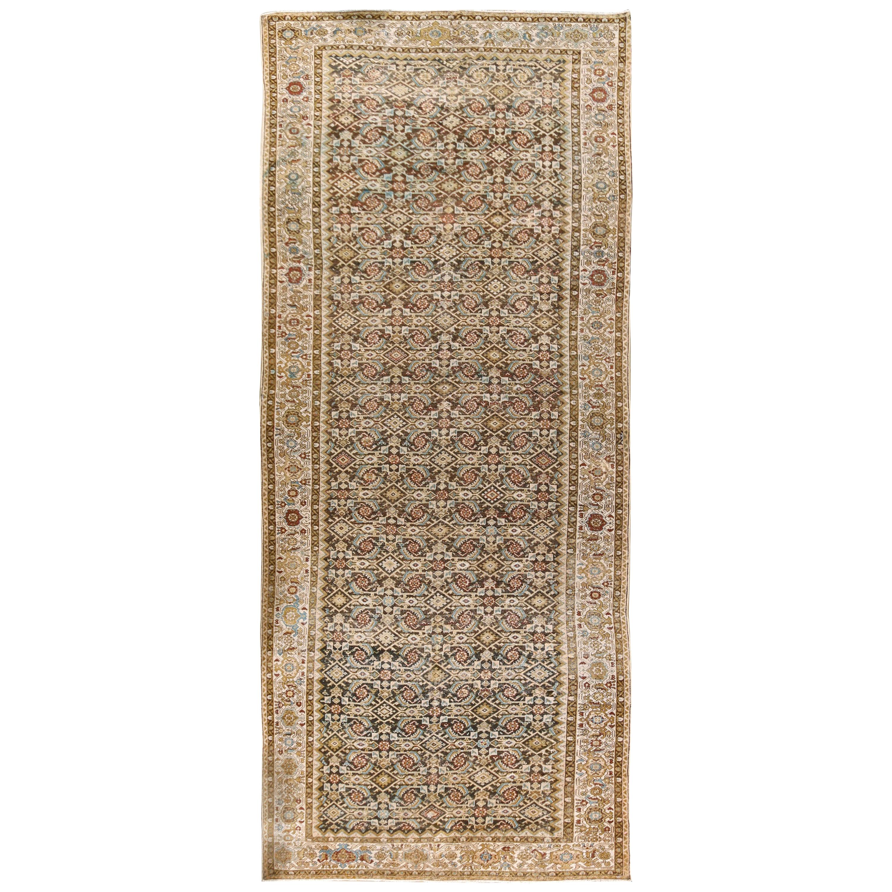 Antique Persian Malayer Corridor Carpet Rug, circa 1900, 7'1 x 17'11 For Sale