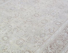 Antique Persian Malayer Decorative Hand Knotted Rug in Beige and Brown Color