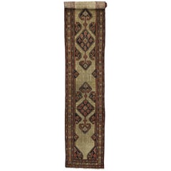 Antique Persian Malayer Extra-Long Hallway Runner with Tudor Manor House Style