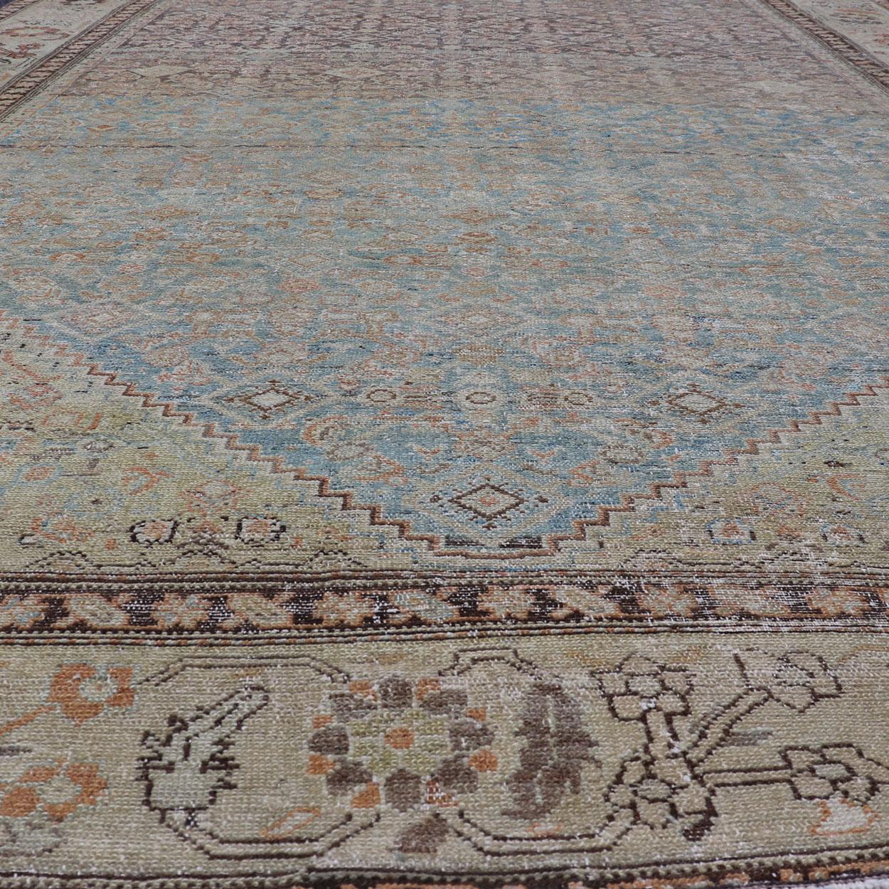 Antique Persian Malayer Gallery All-Over Geometric Design In Muted Colors For Sale 2