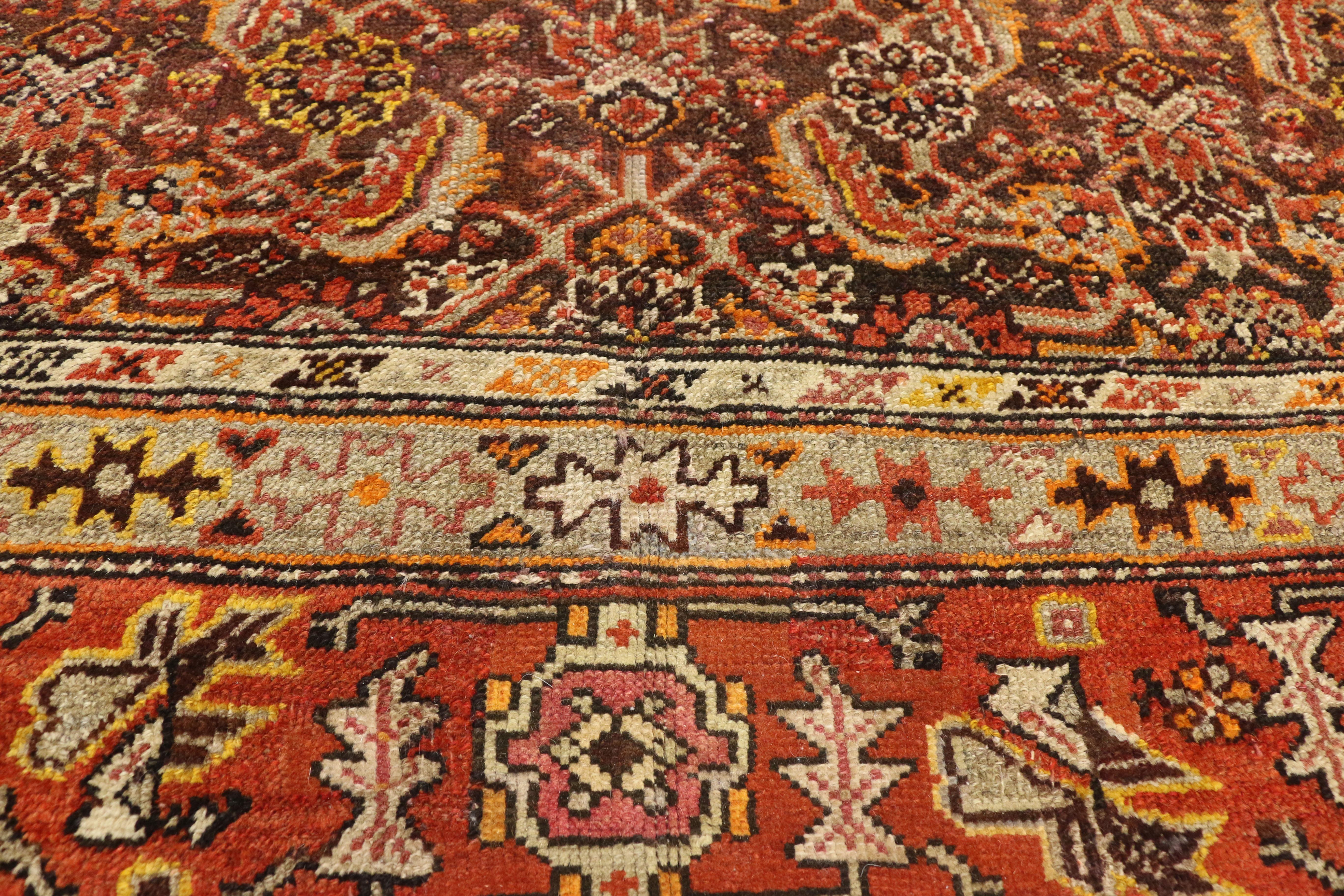 Antique Persian Malayer Gallery Rug Extra-Long Rug with Mid-Century Modern Style In Good Condition For Sale In Dallas, TX